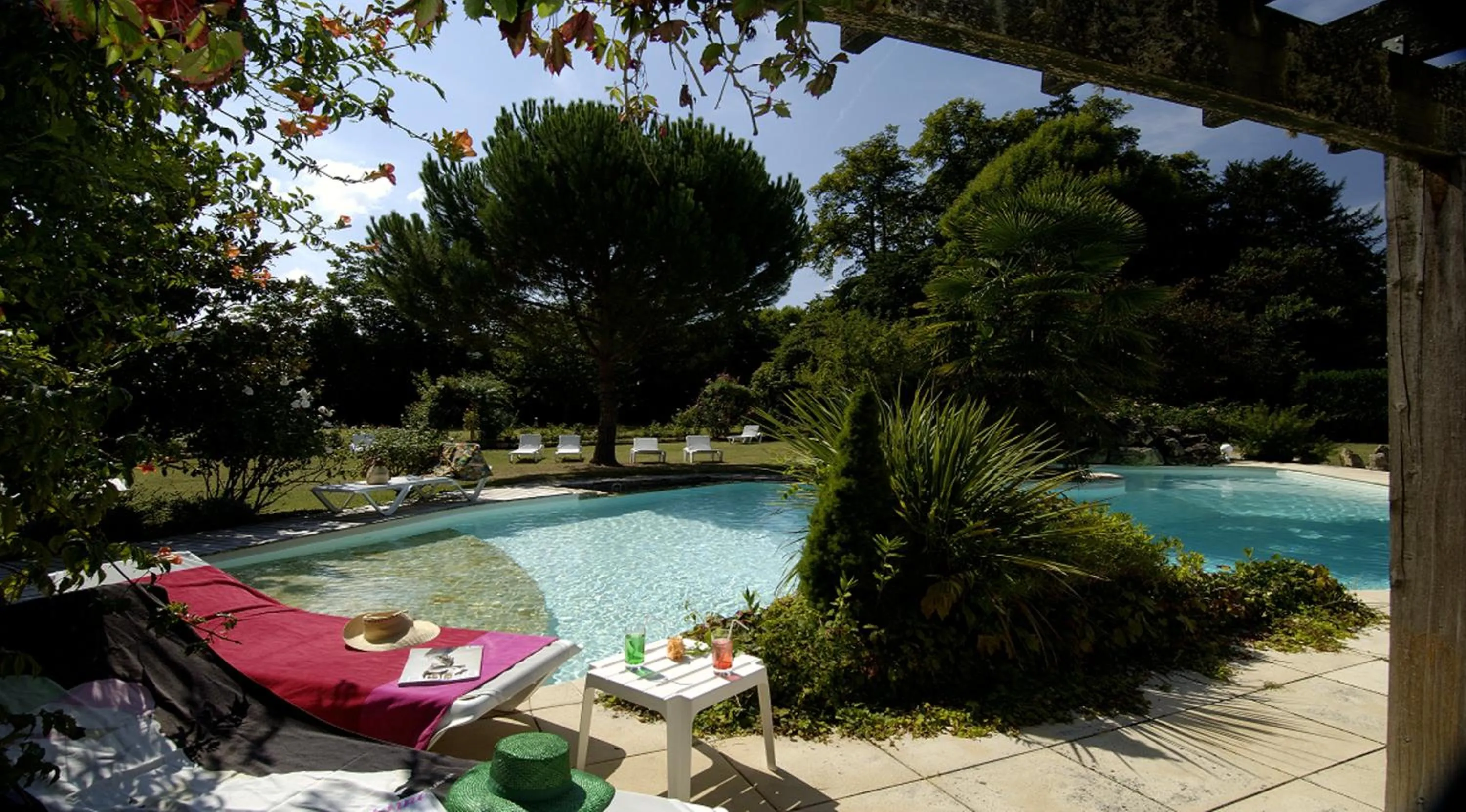 Pool view in La Roseraie Hôtel Restaurant