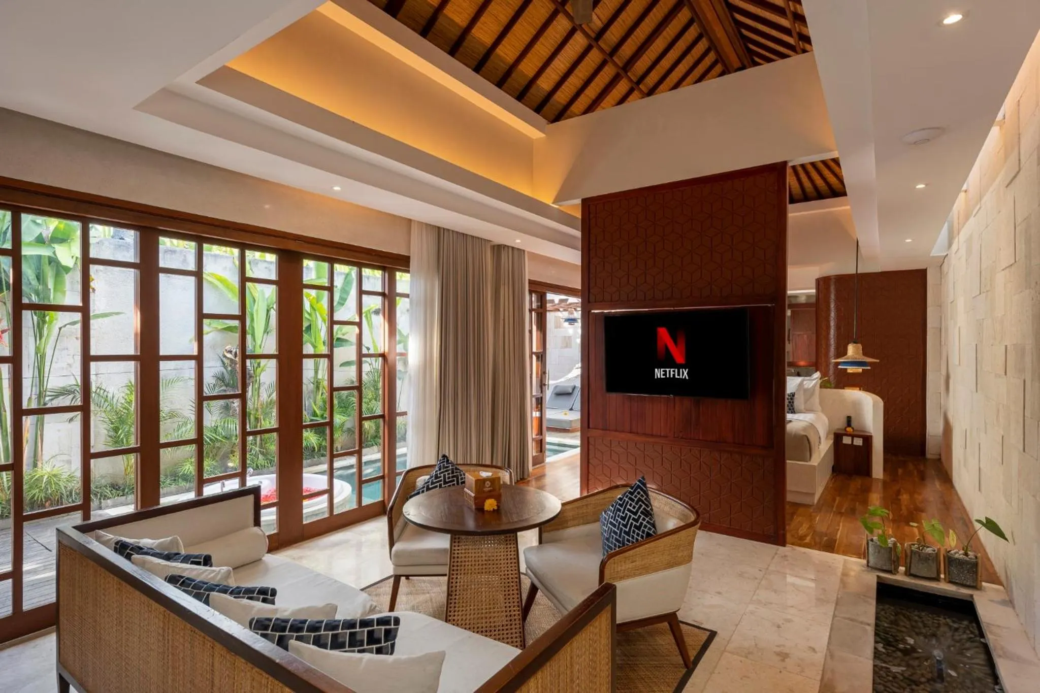 Living room in Asvara Villa Ubud by Ini Vie Hospitality
