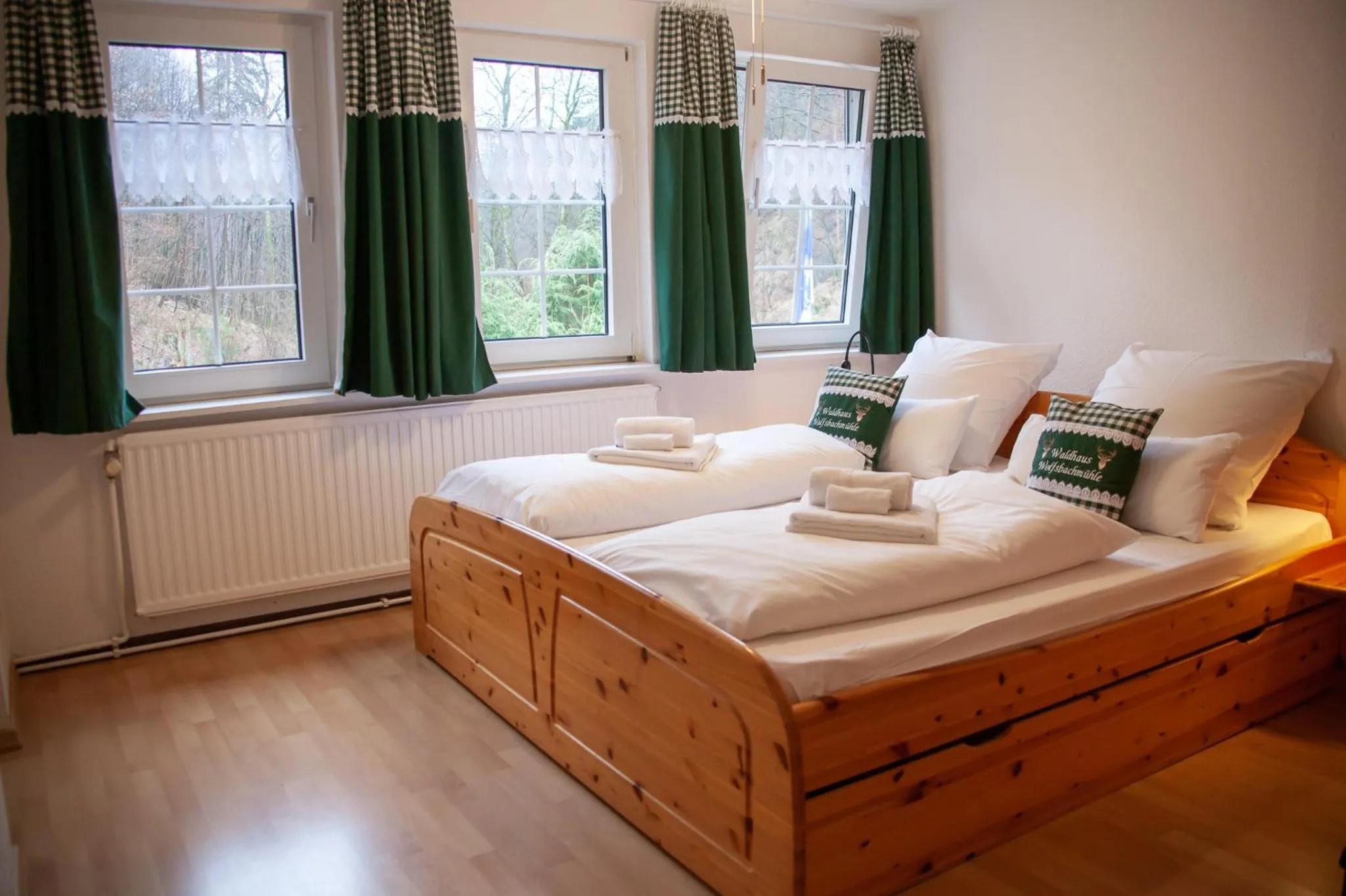Bedroom, Bed in Waldhaus Wolfsbachmühle