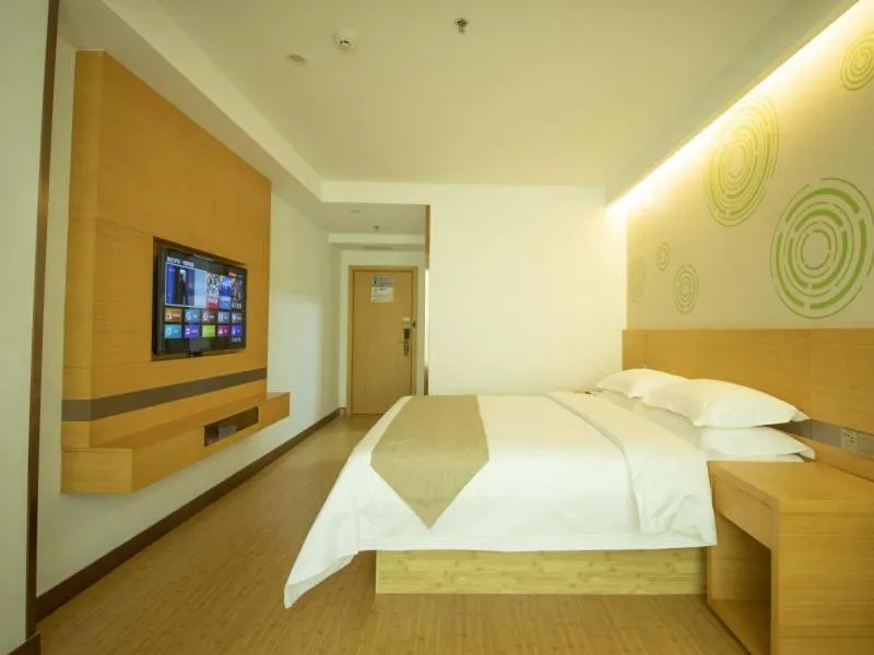 Bed in GreenTree Inn Handan City Wu'an City Plaza Business Hotel