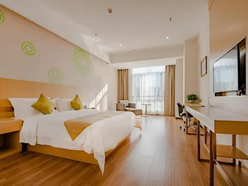 Bed in GreenTree Inn Taian High-speed Railway Station Lingshan Avenue Business Hotel Bed in GreenTree Inn Taian High-speed Railway Station Lingshan Avenue Business Hotel