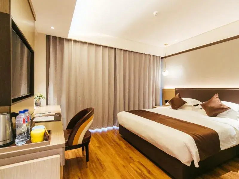 Bed in GYA Langfang Art Avenue International Airport Hotel Bed in GYA Langfang Art Avenue International Airport Hotel