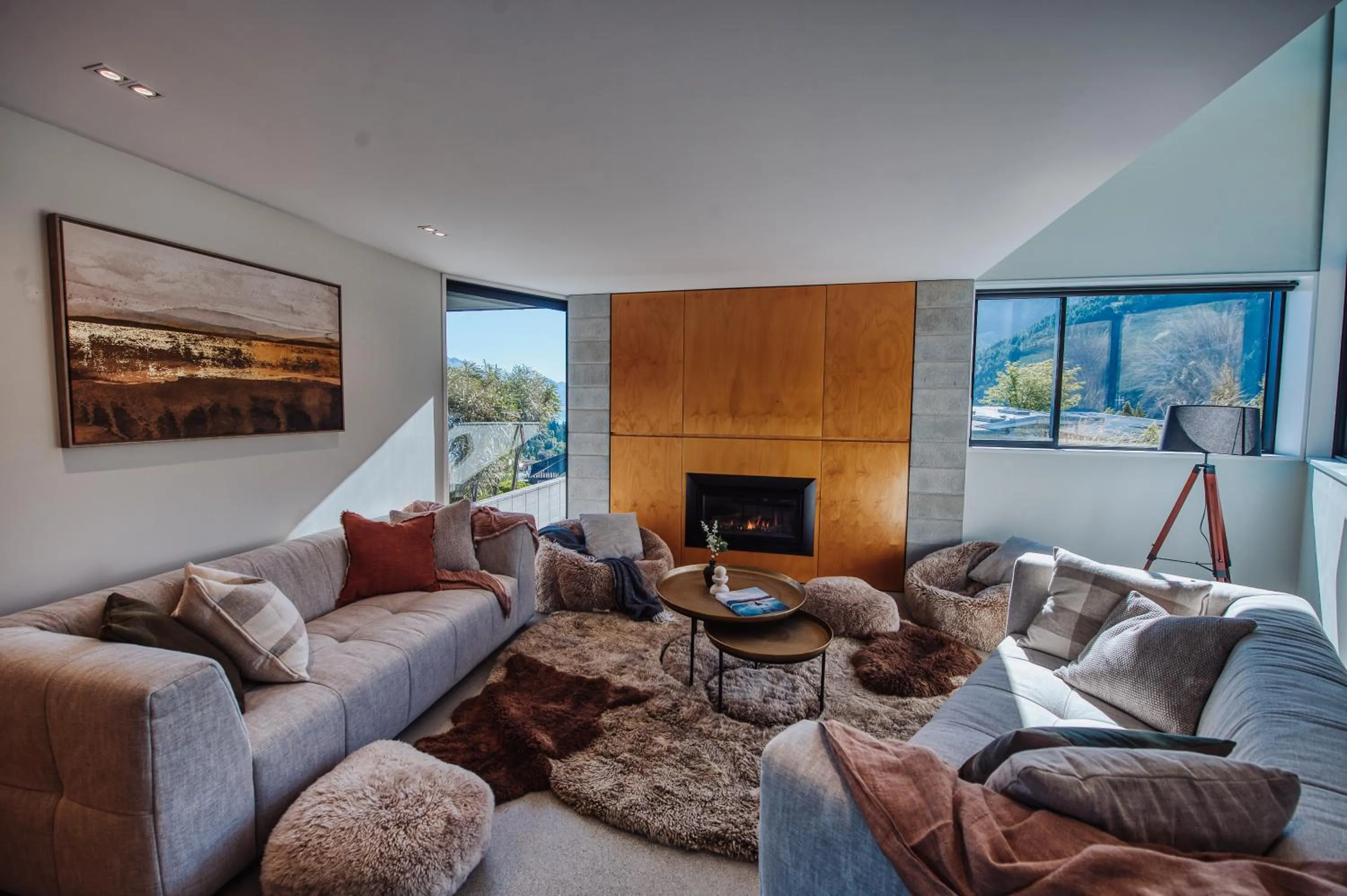 TV and multimedia in Award-Winning Modern Retreat with Hot Tub & Views