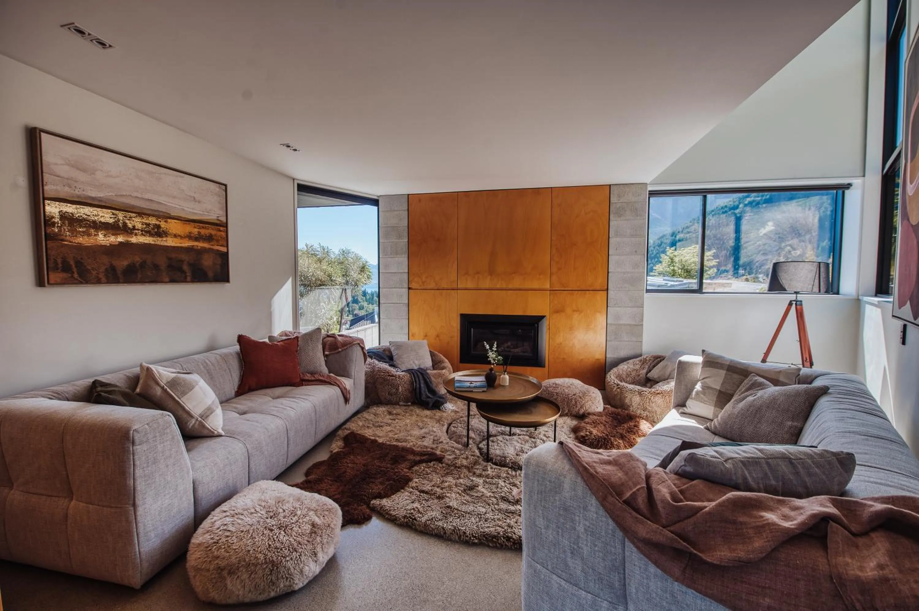 TV and multimedia in Award-Winning Modern Retreat with Hot Tub & Views