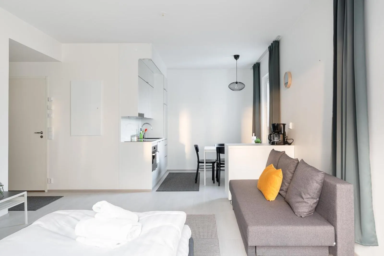 Seating area, Bed in Hiisi Homes Vantaa Kaivoksela