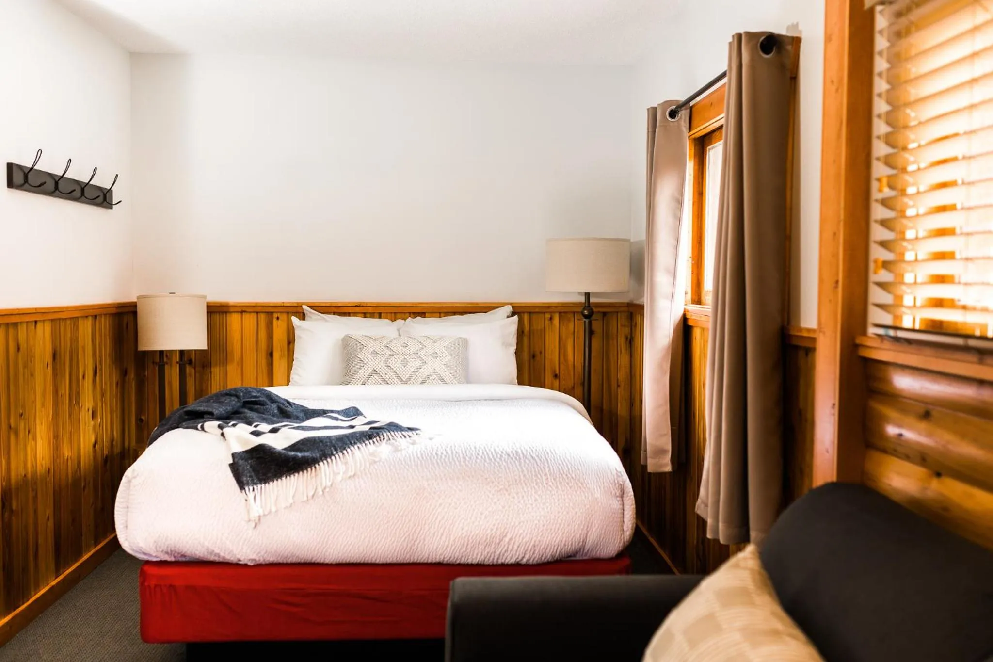 Bed in Miette Mountain Cabins