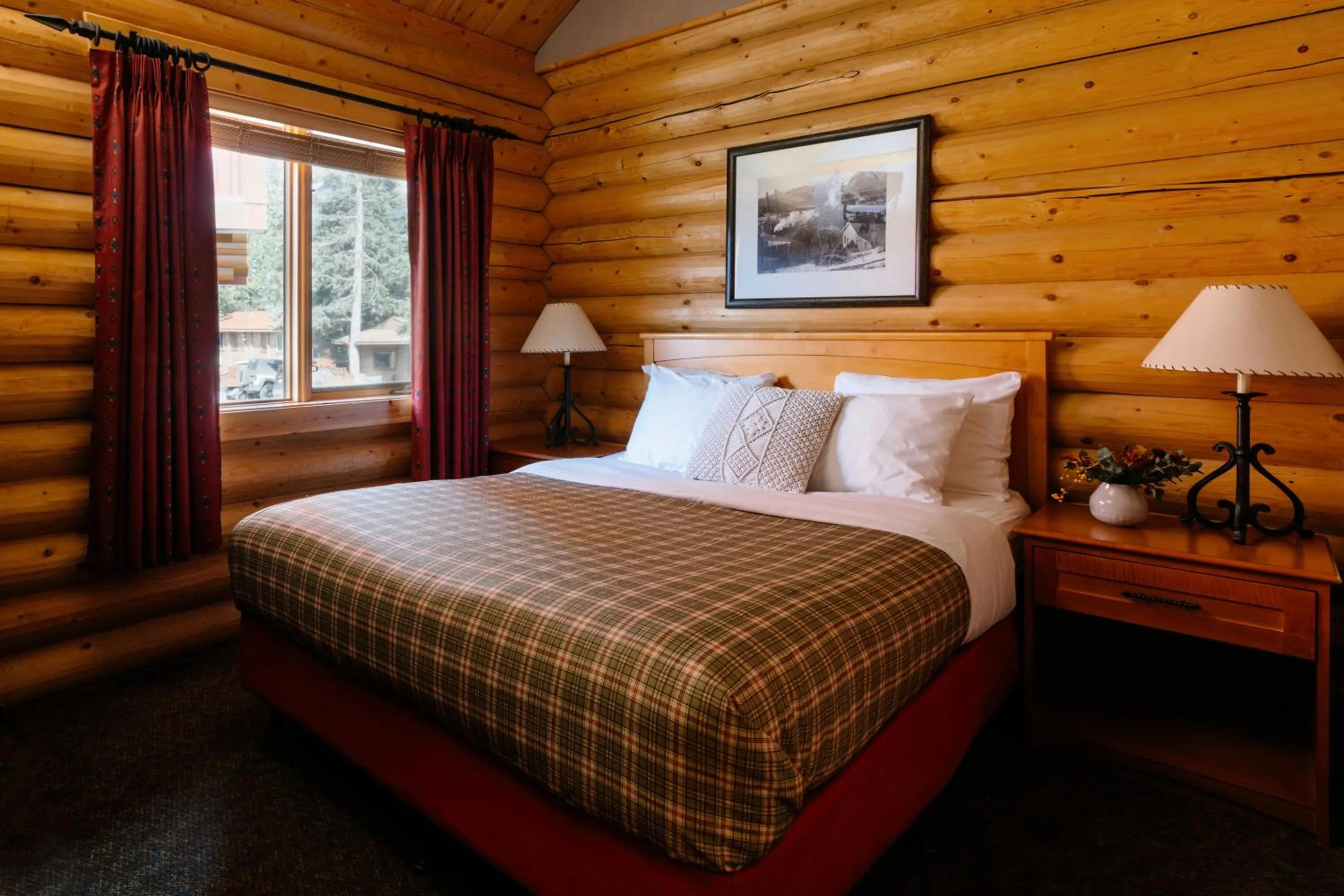 Bed in Miette Mountain Cabins