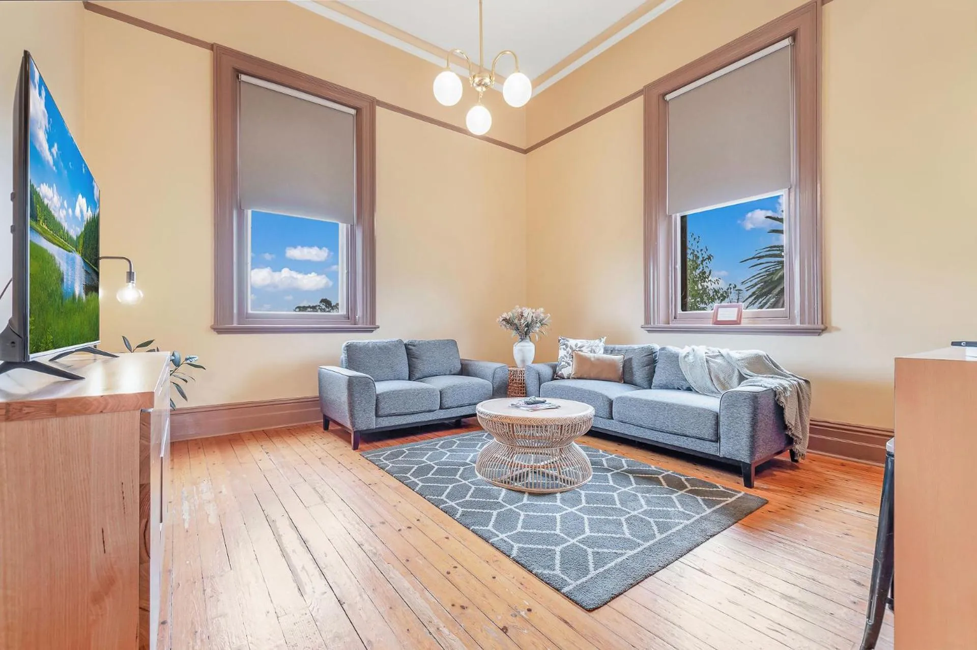 Living room in Clocktower Suites