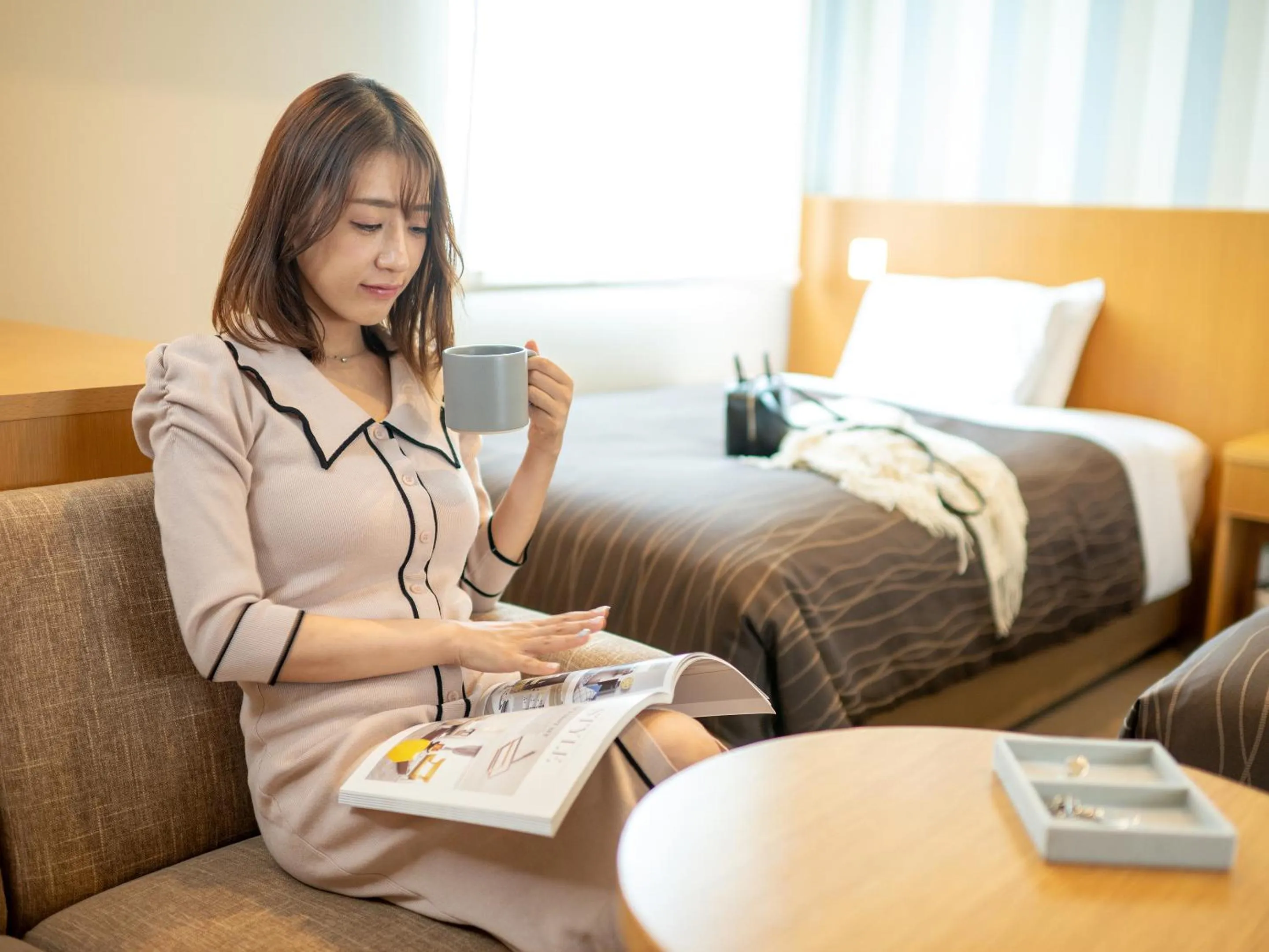 Photo of the whole room, Bed in Sendai Washington Hotel