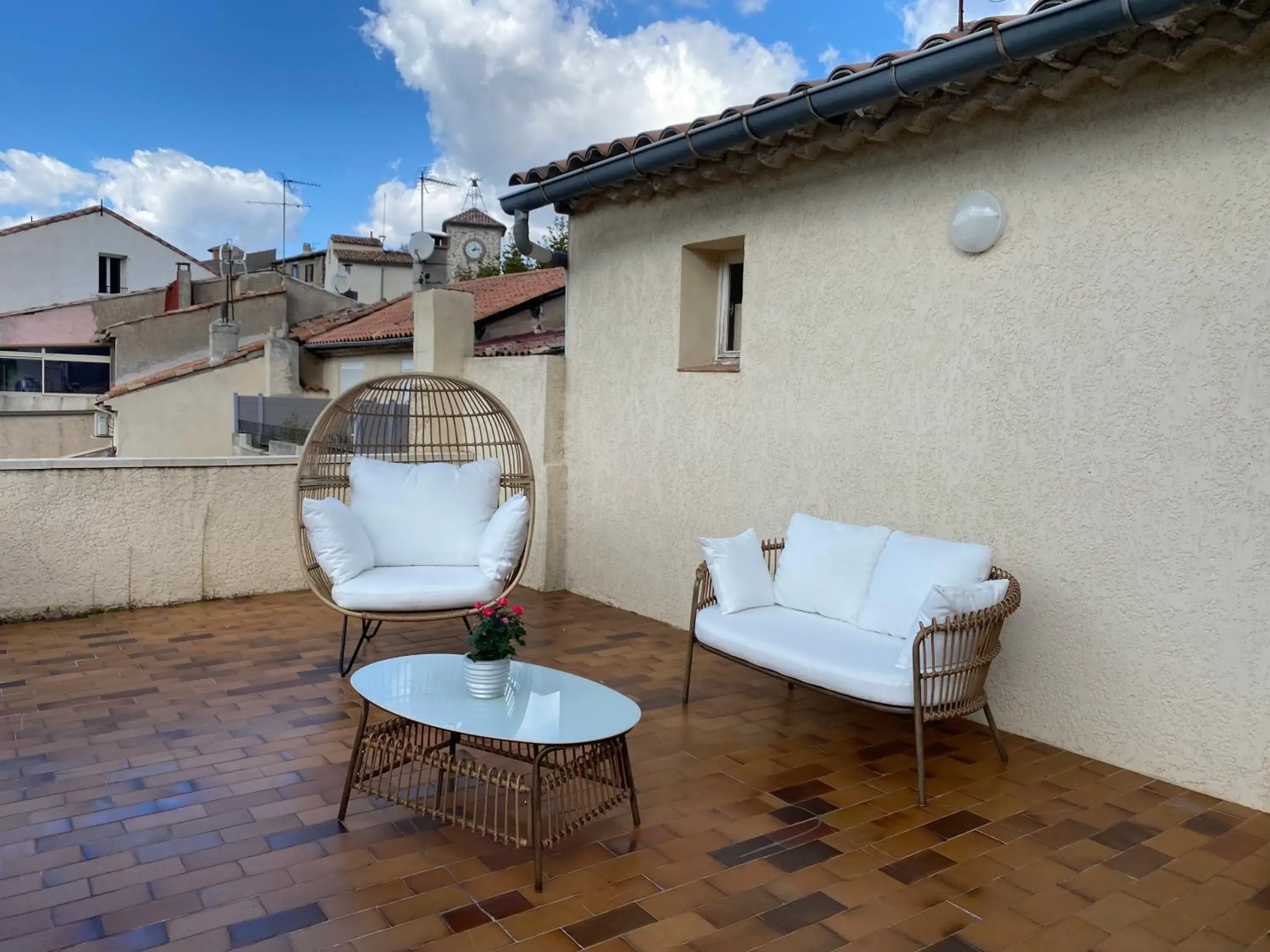 Double Room with Terrace in Logis Hotel Restaurant Le Grand Puech Double Room with Terrace in Logis Hotel Restaurant Le Grand Puech