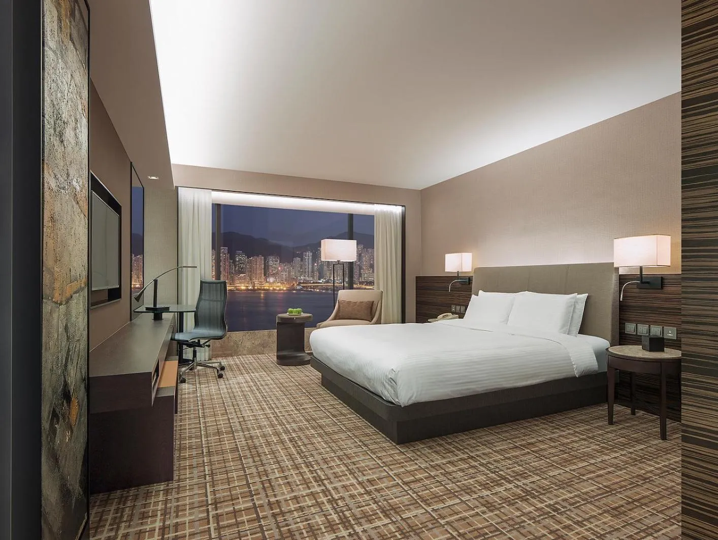 View (from property/room), Bed in New World Millennium Hong Kong Hotel