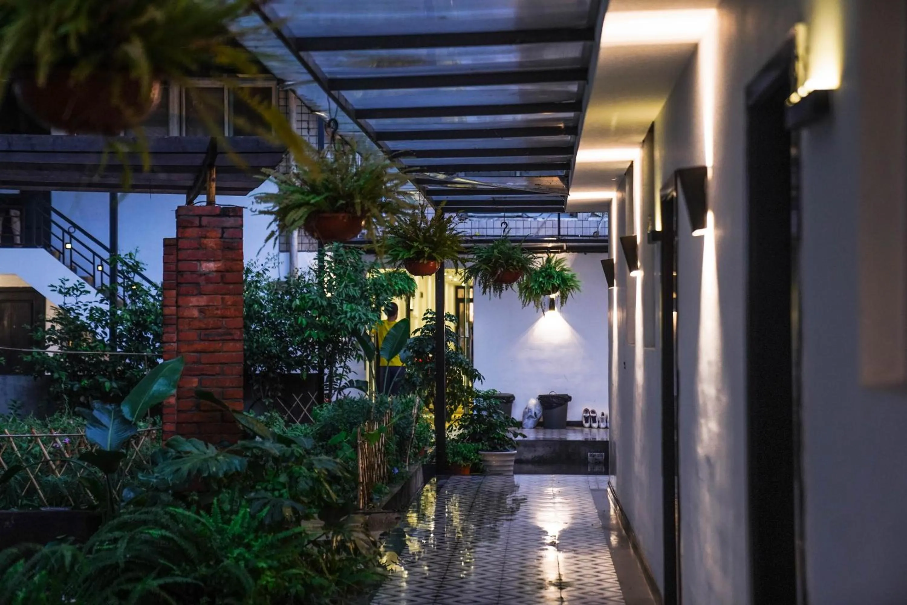 Garden in Chengdu Local Tea Hostel - Short Walk To Taikooli - Chill & Social Coffee Lounge - Metro downstairs - Free Activities - Friendly English Speaking Staff - Tibet, Panda, Buddha & Snow Mountain Tours