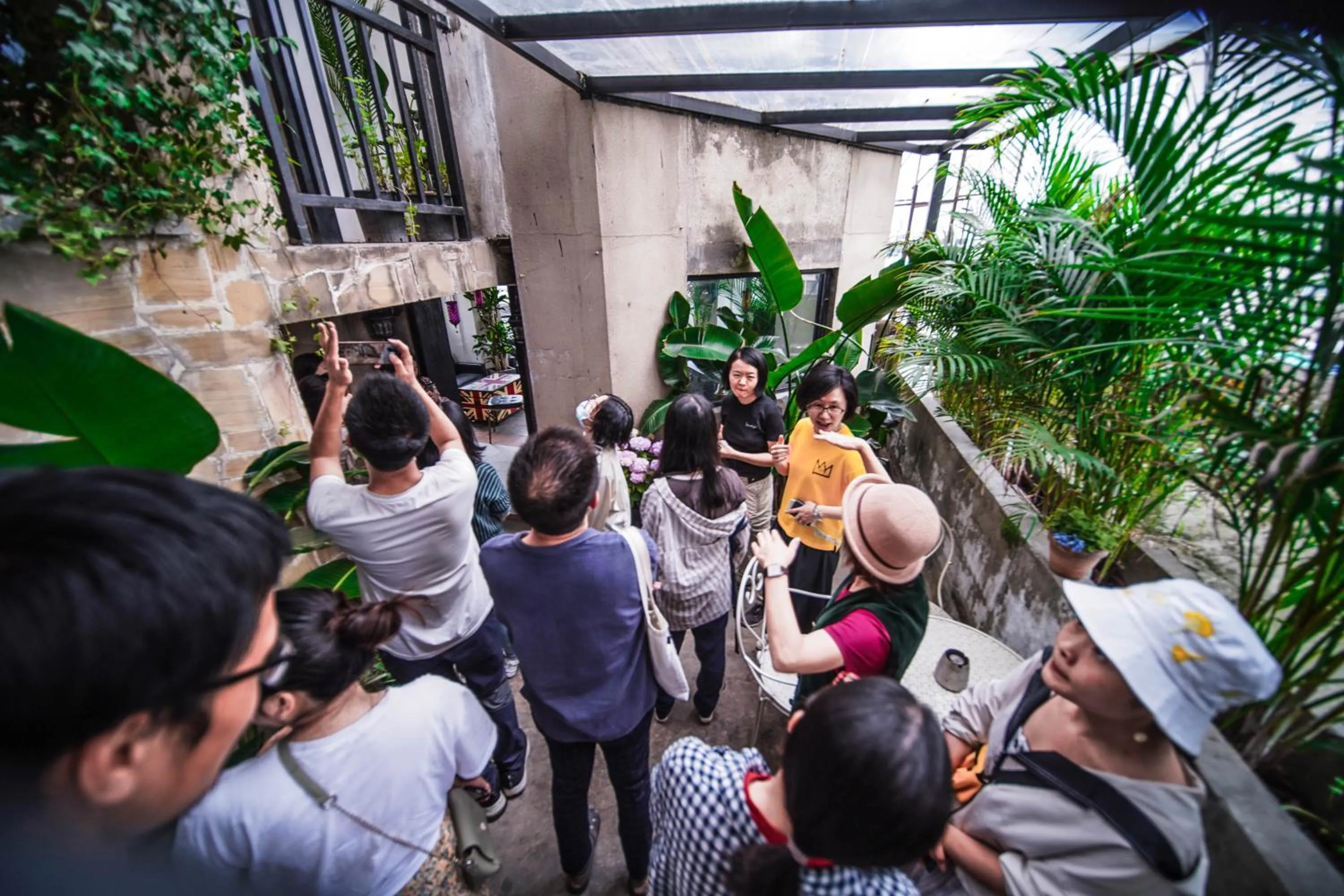group of guests in Chengdu Local Tea Hostel - Short Walk To Taikooli - Chill & Social Coffee Lounge - Metro downstairs - Free Activities - Friendly English Speaking Staff - Tibet, Panda, Buddha & Snow Mountain Tours