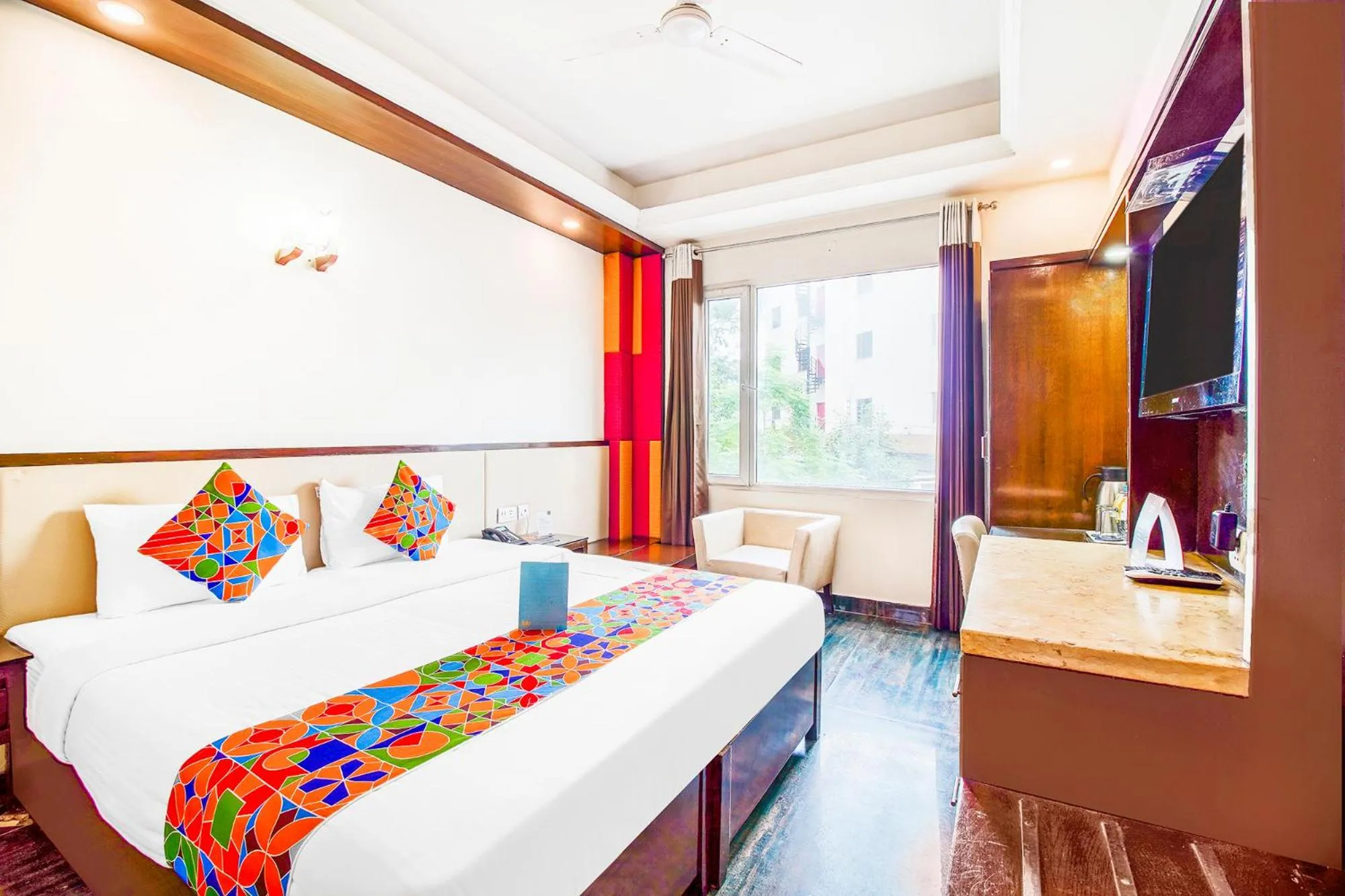Bedroom, Bed in FabHotel Marble Arch Karol Bagh