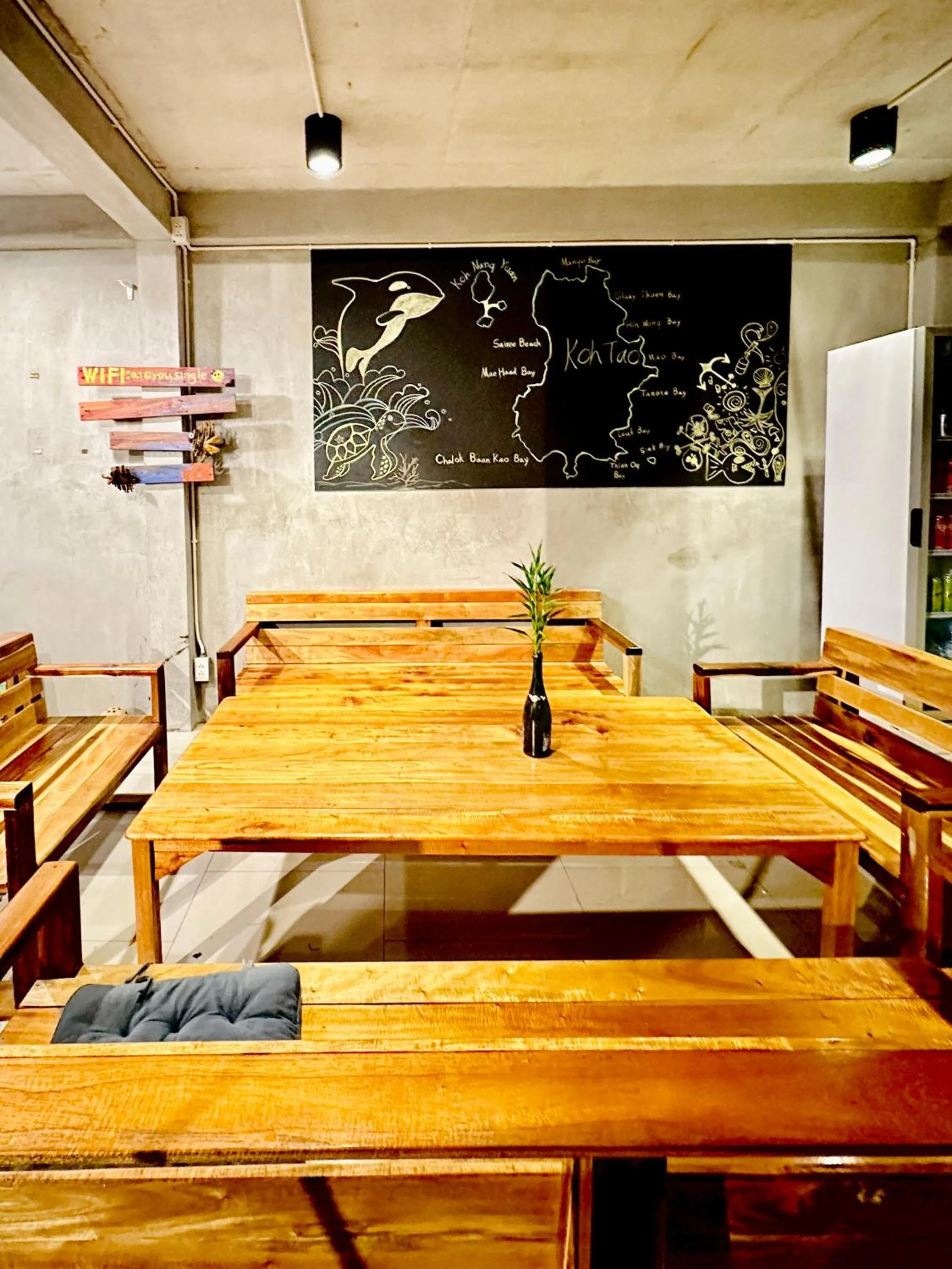 Seating area in Live In Leaf Koh Tao