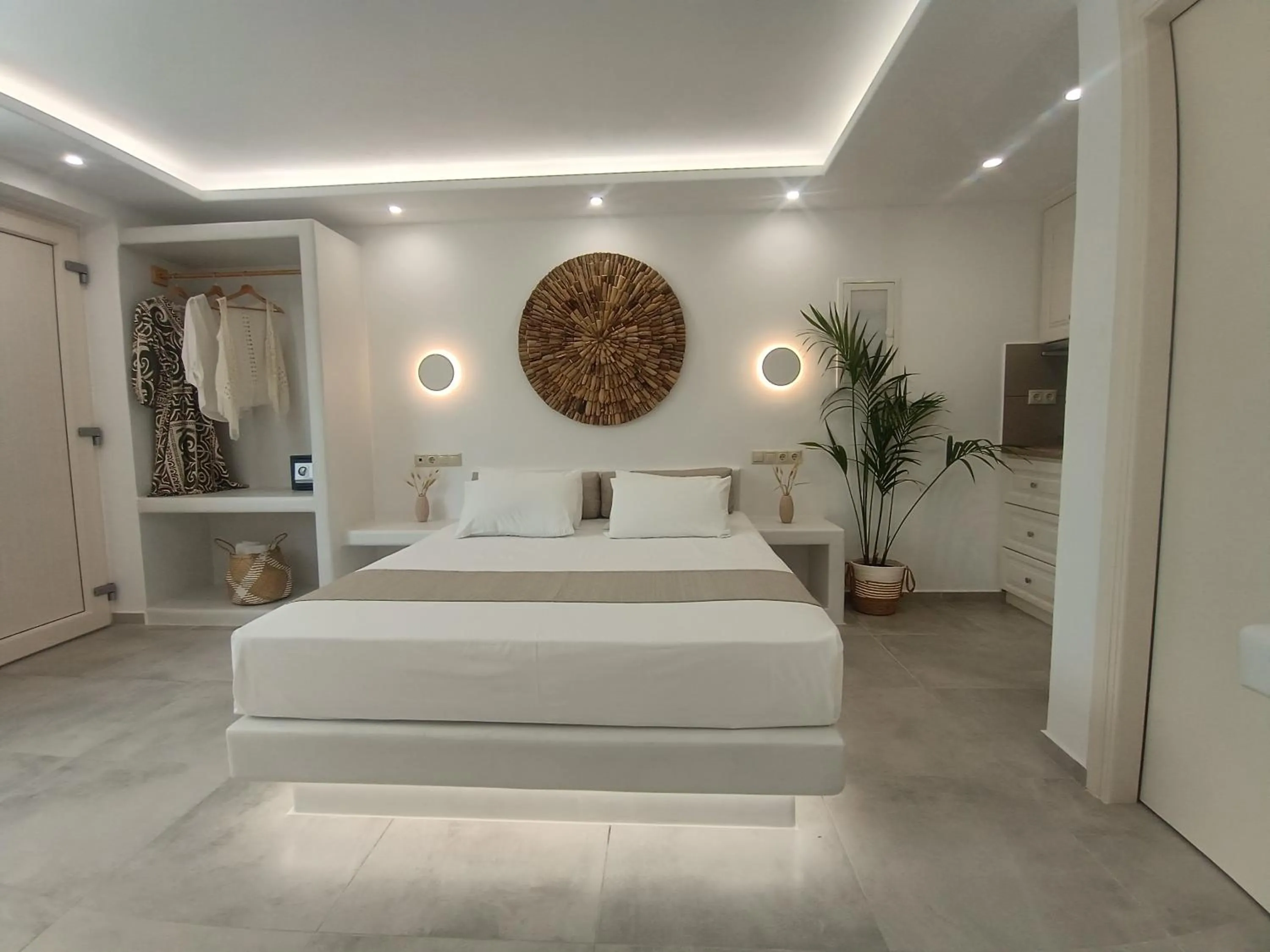 Bed in Maria's Rooms & Studios
