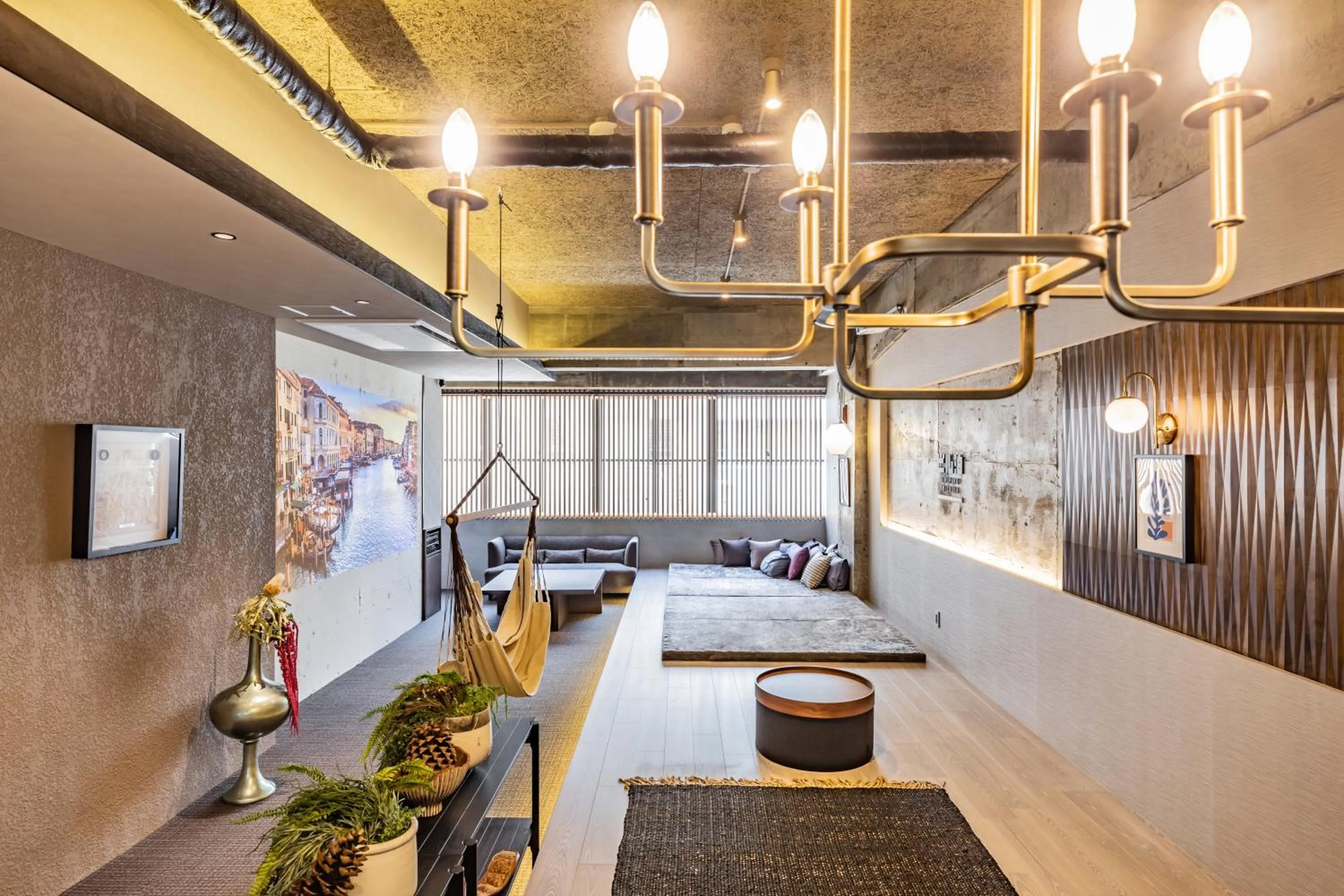 Living room, Bed in ビル泊 -Birupaku Decentralized Hotel-