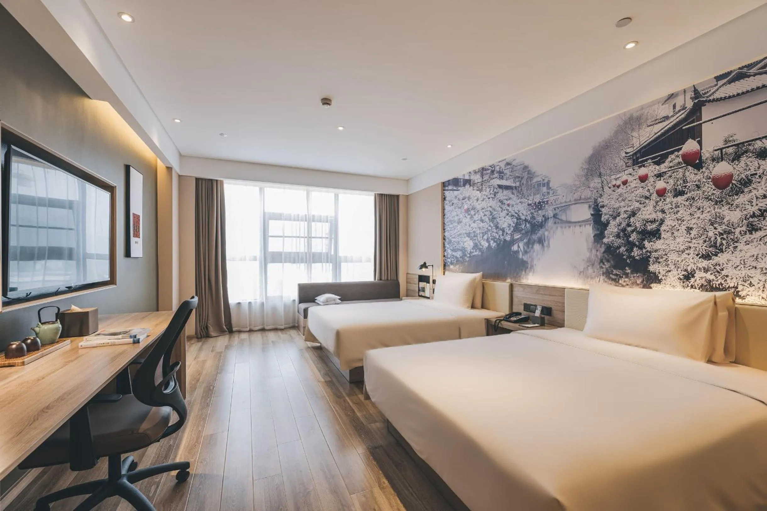 Bed in Atour Hotel Nanjing Xianlin Avenue Jinma Road