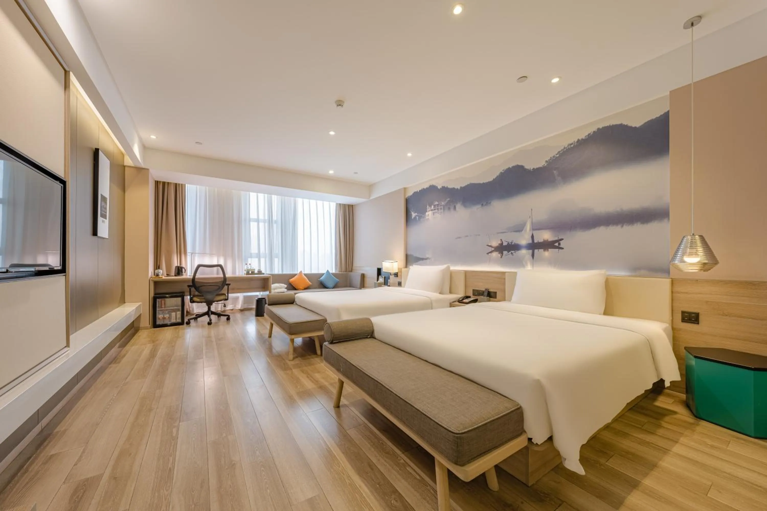 Photo of the whole room, Bed in Atour Hotel Hangzhou Binjiang Jiangling Road