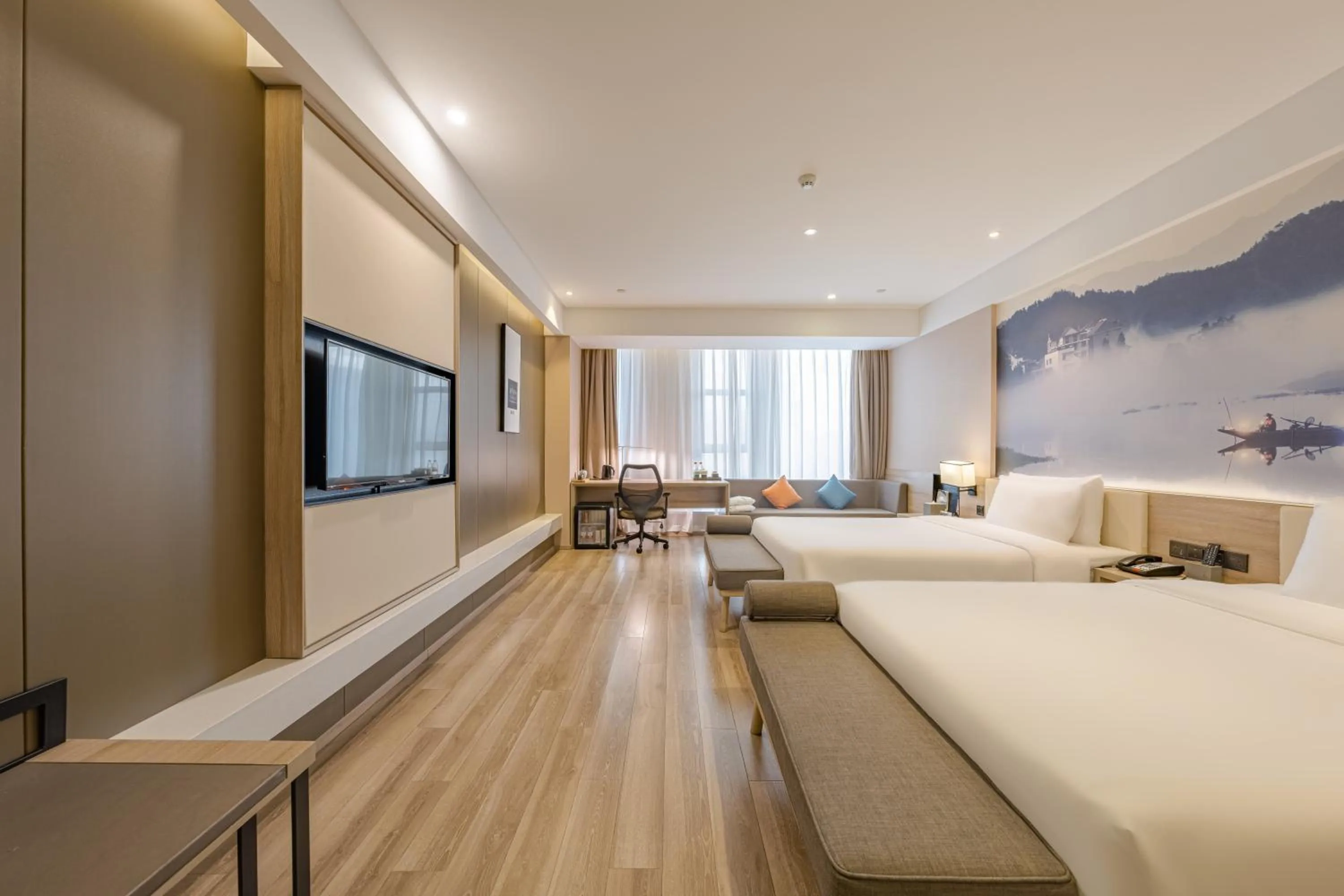 Photo of the whole room, Bed in Atour Hotel Hangzhou Binjiang Jiangling Road