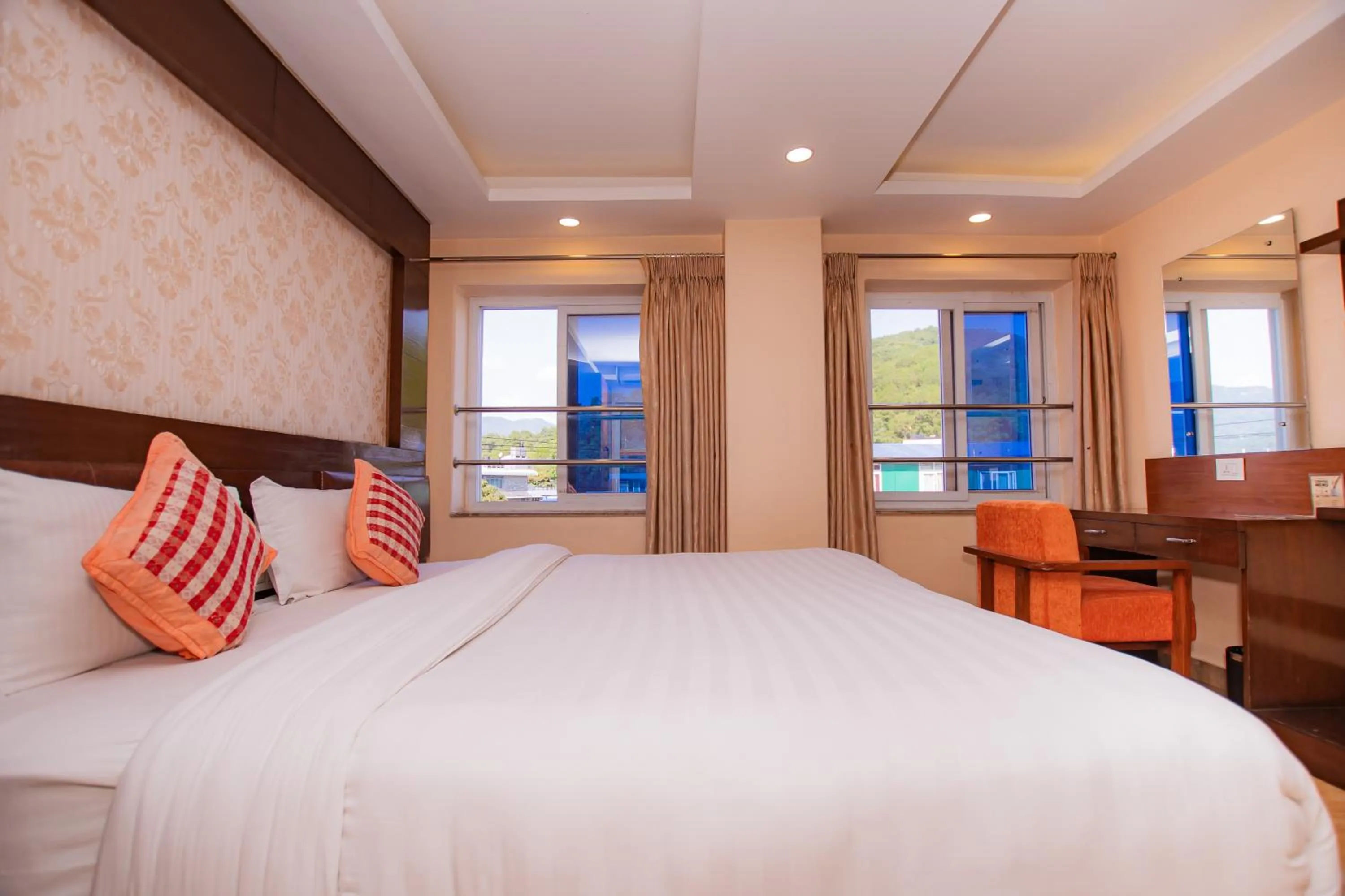 Bed in Hotel Yellow Pagoda Pokhara