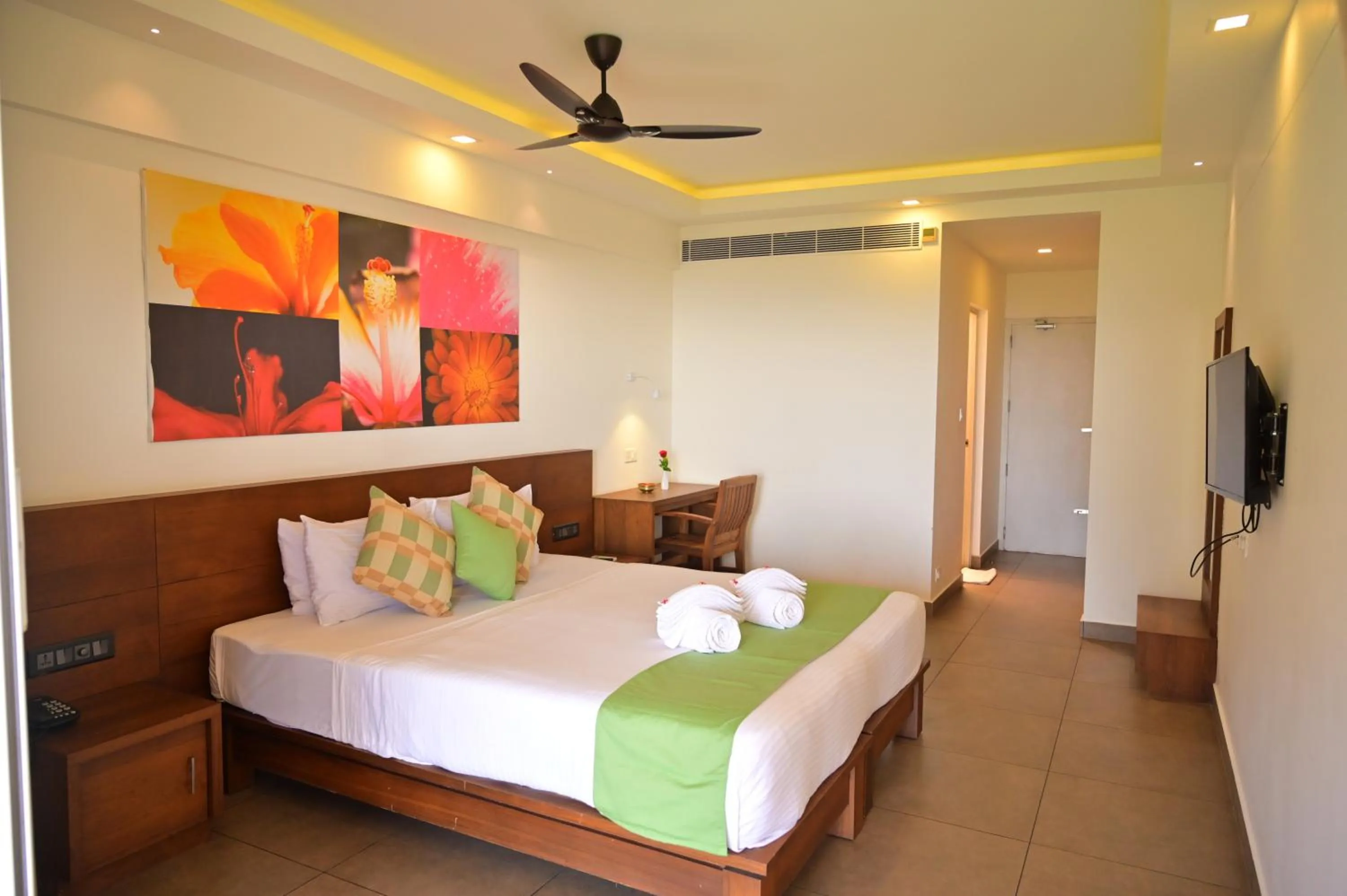 Bedroom, Bed in Aadisaktthi Leisure Resort, Kovalam