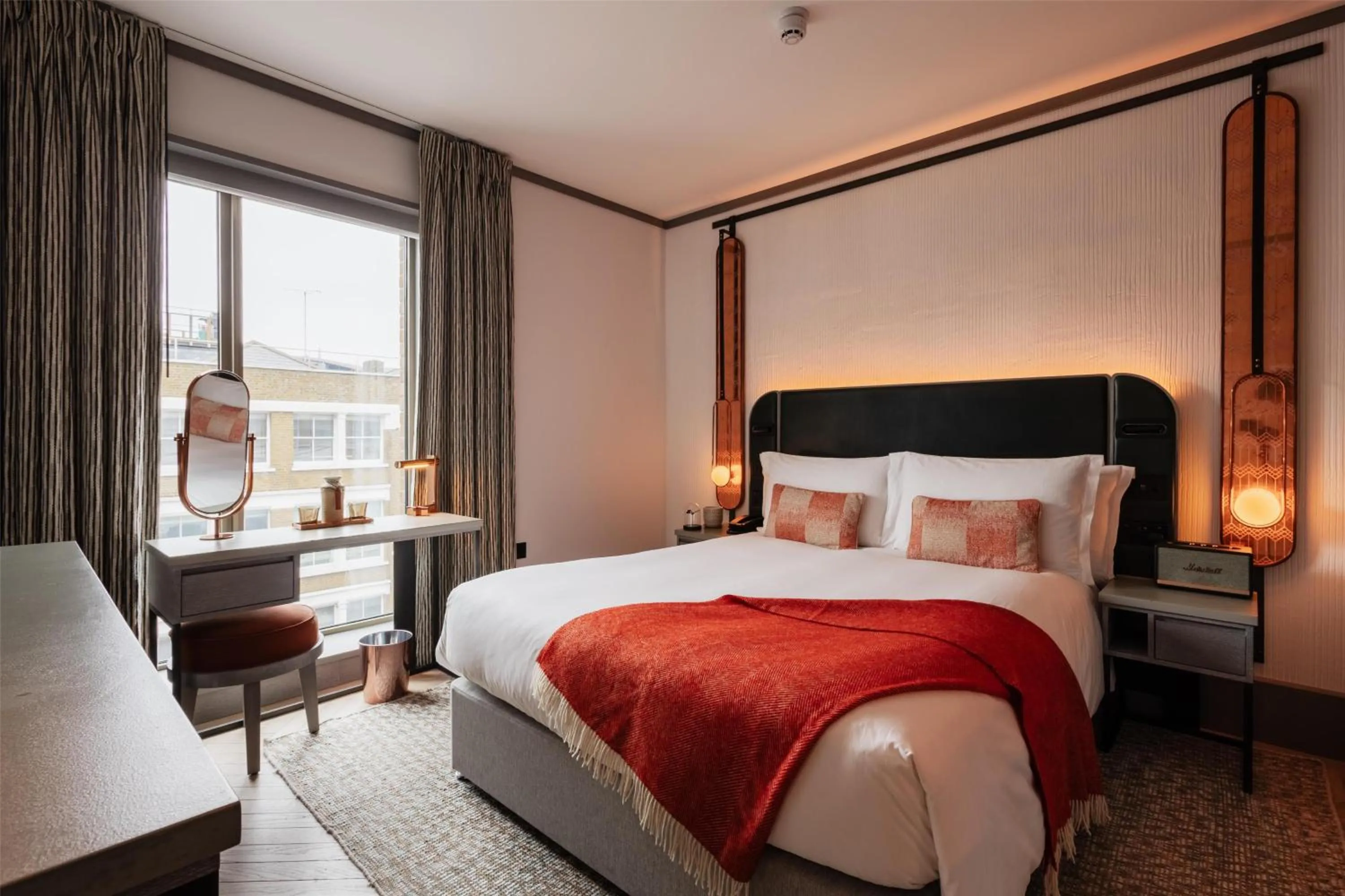Bedroom, Bed in Hart Shoreditch Hotel London, Curio Collection by Hilton