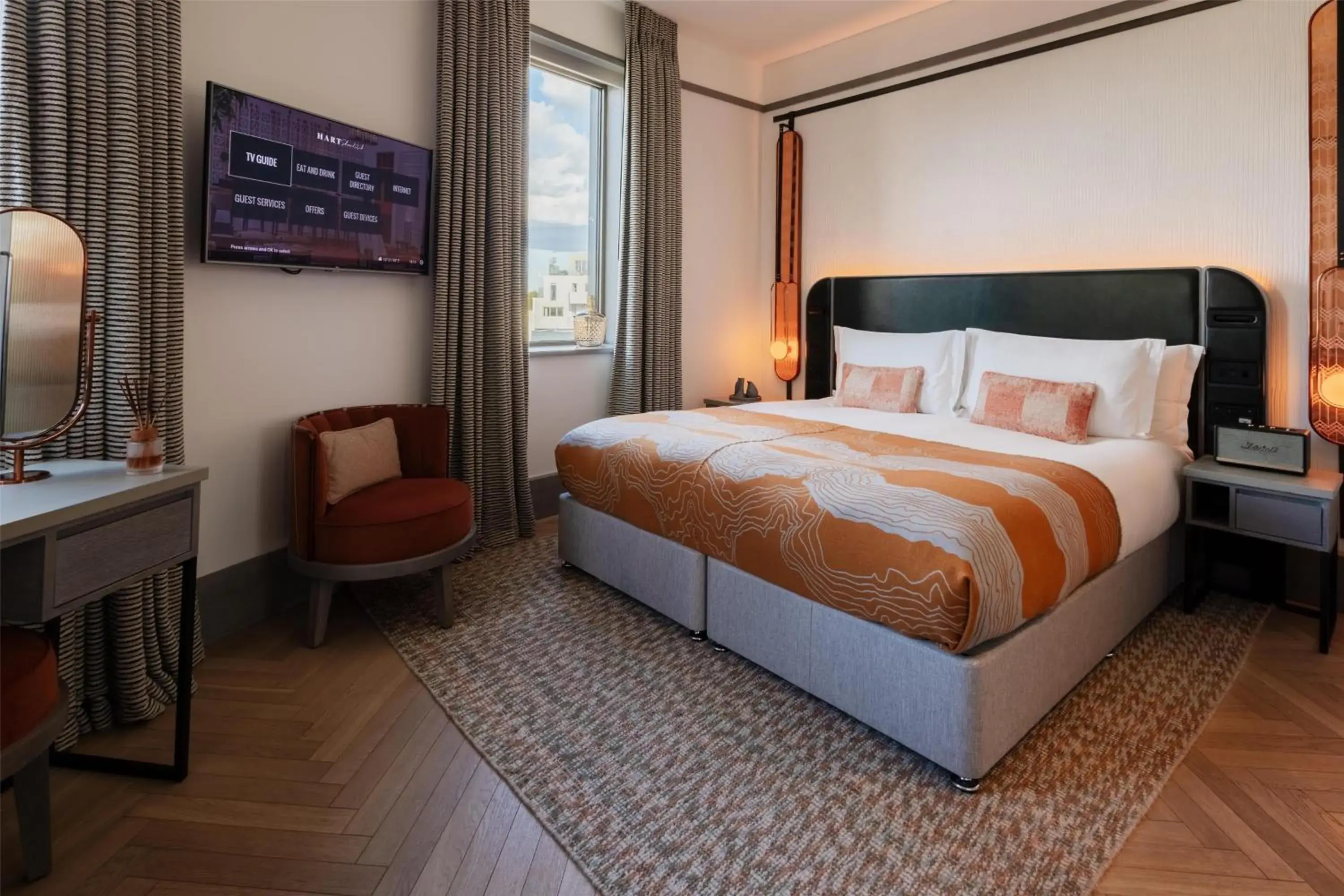 Bed in Hart Shoreditch Hotel London, Curio Collection by Hilton Bed in Hart Shoreditch Hotel London, Curio Collection by Hilton