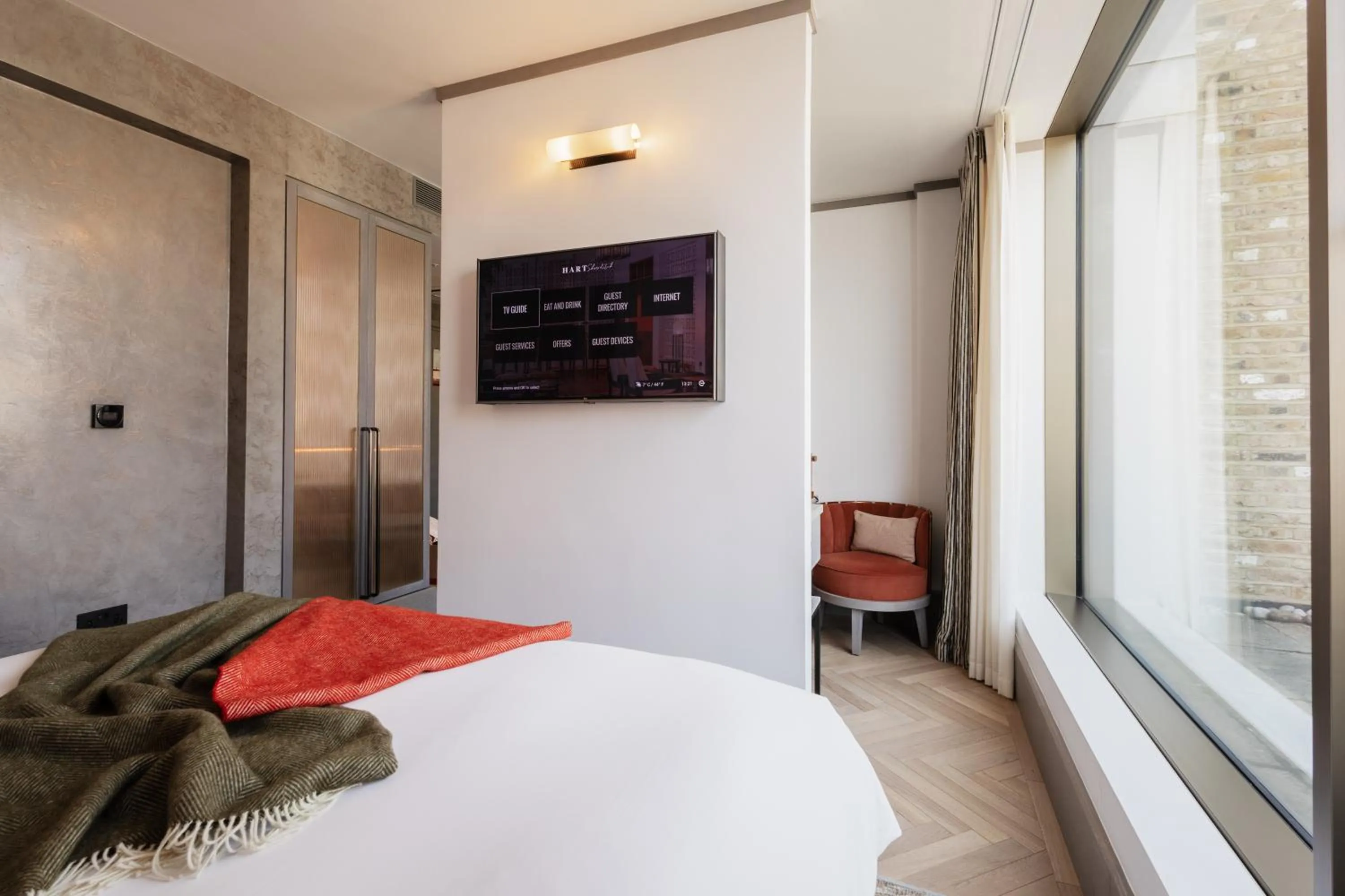 Bed in Hart Shoreditch Hotel London, Curio Collection by Hilton