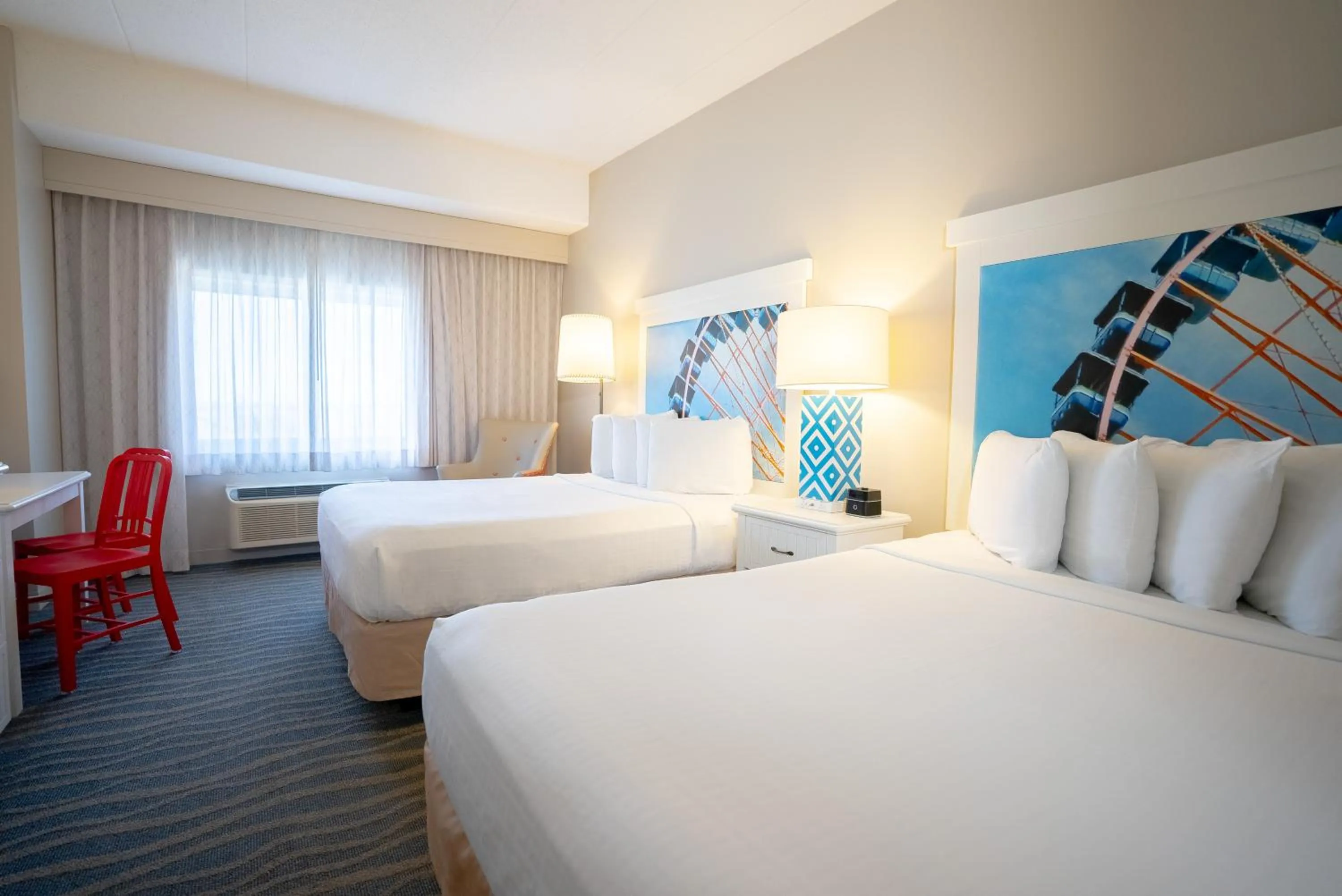 Bed in Cedar Point Hotel Breakers