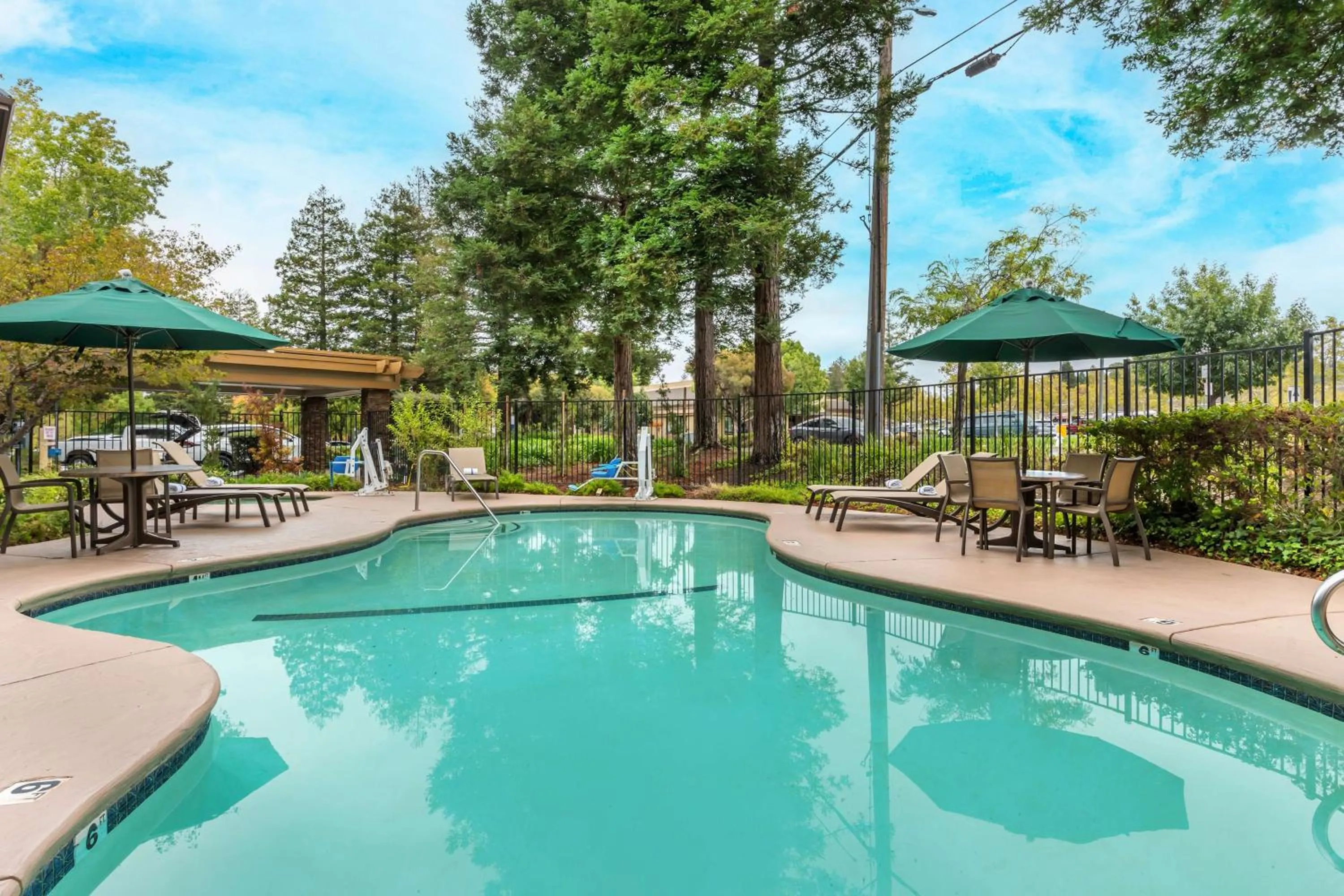 Pool view in Best Western John Muir Inn