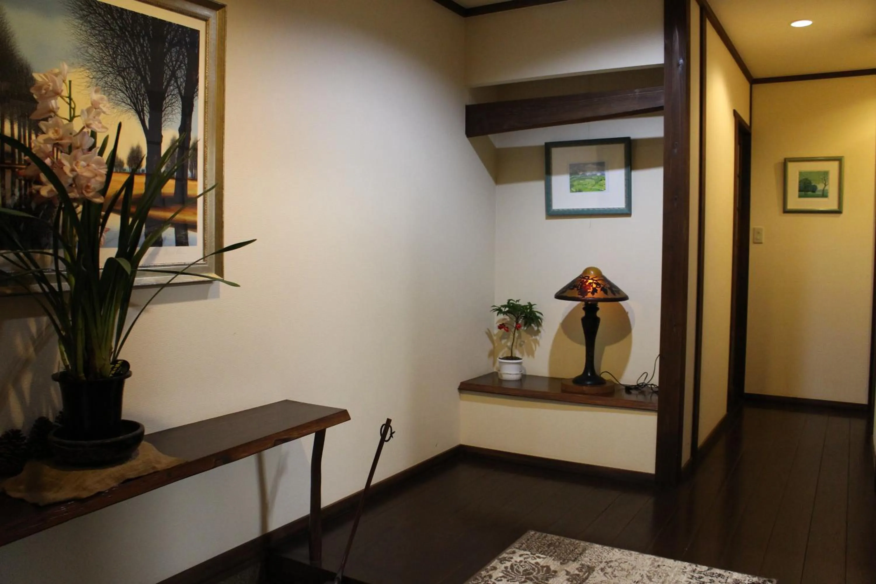 Decorative detail, Bed in Yufuin-Sanso Waremokou