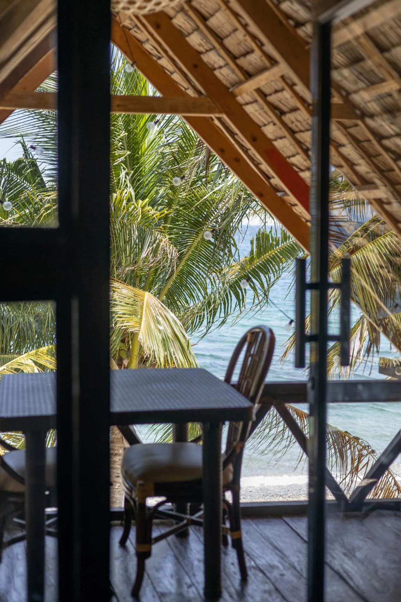 Patio in Amami Beachfront Villa with Private Beach