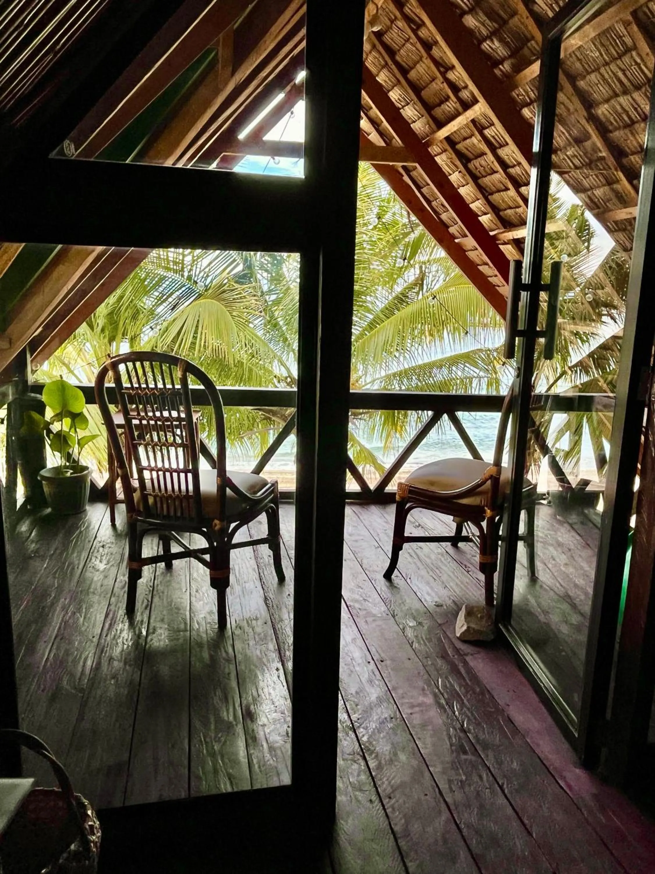 Patio in Amami Beachfront Villa with Private Beach