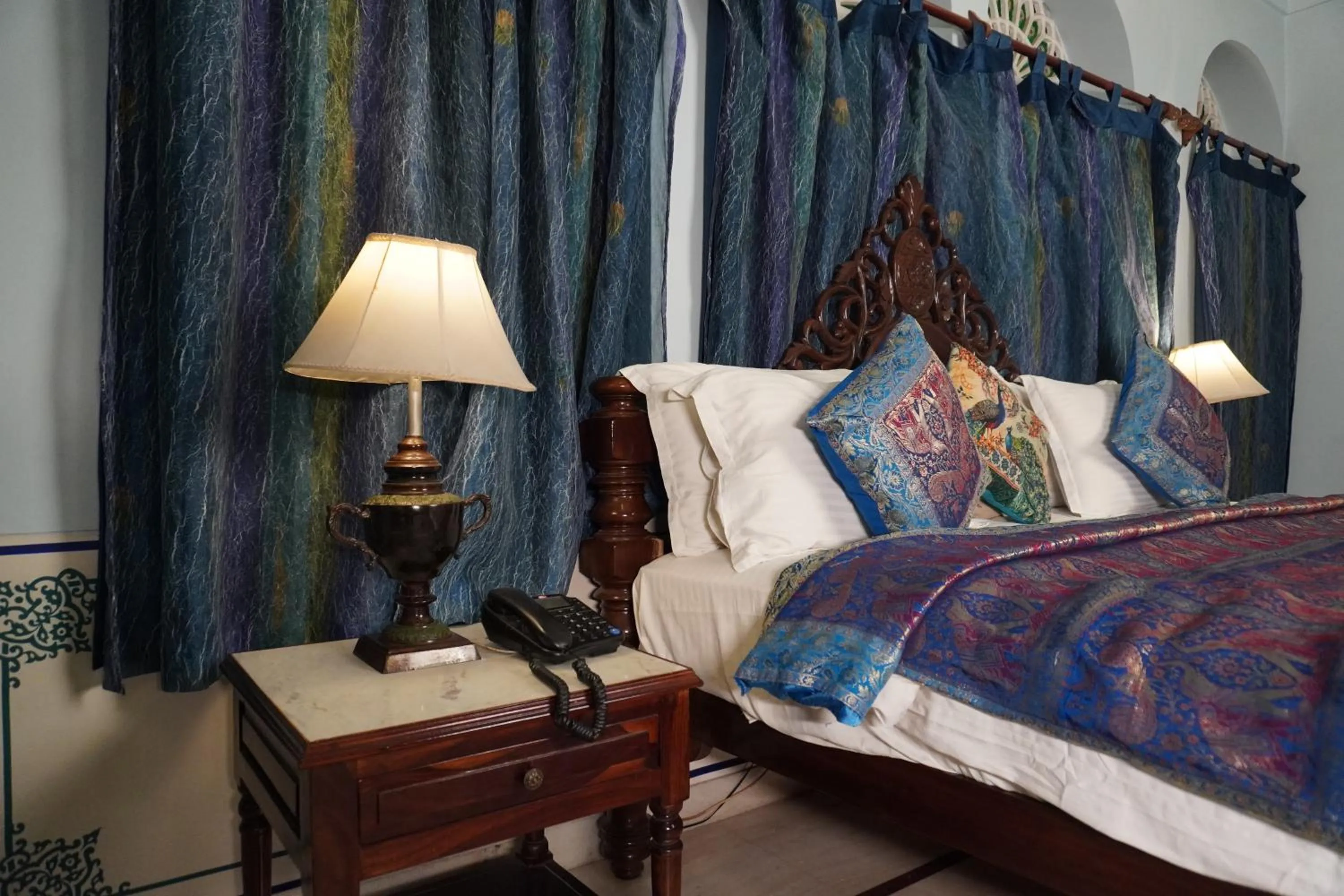 Bed in Khandela Haveli - a Boutique Heritage Hotel