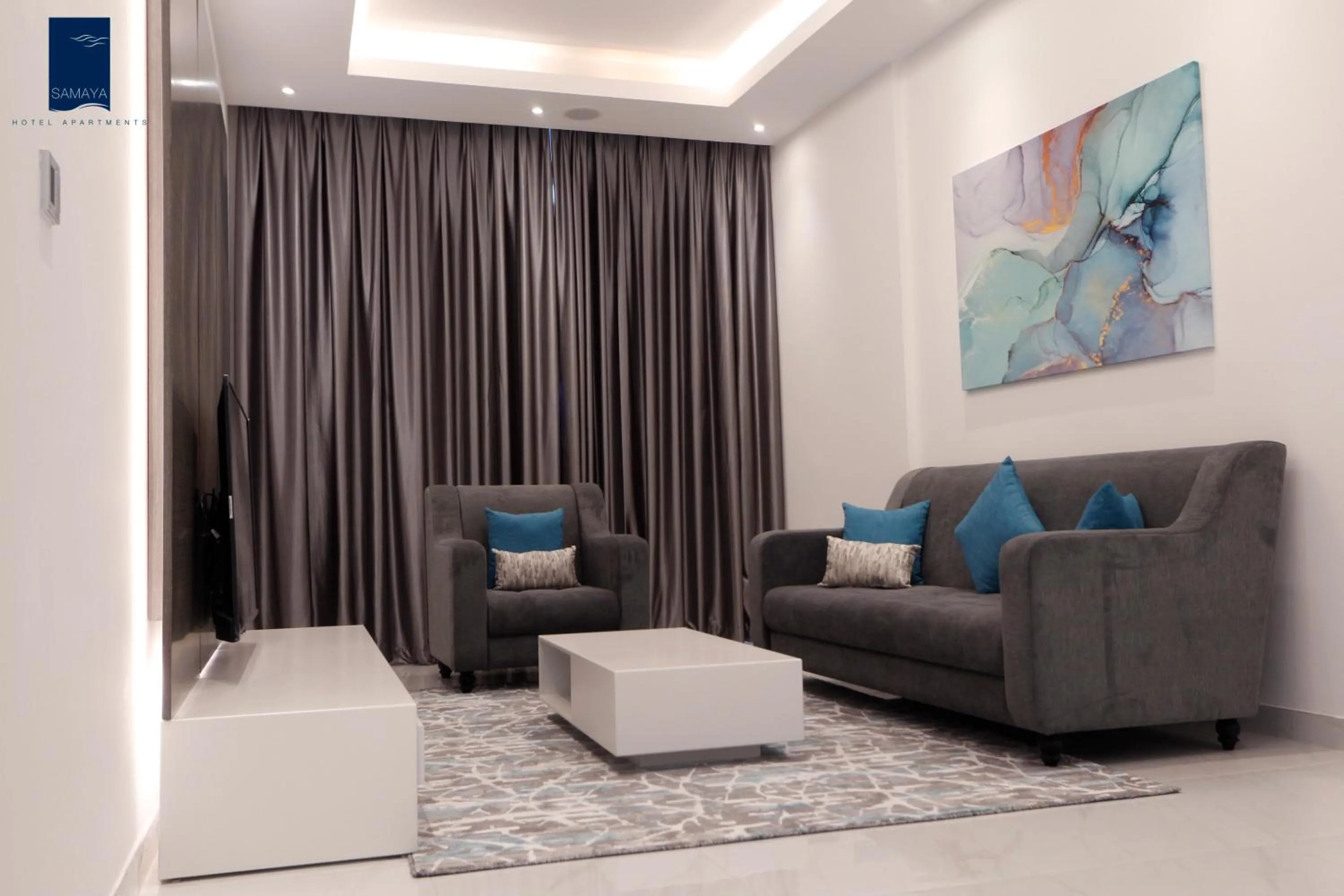 Living room in Samaya Hotel Apartment Dubai