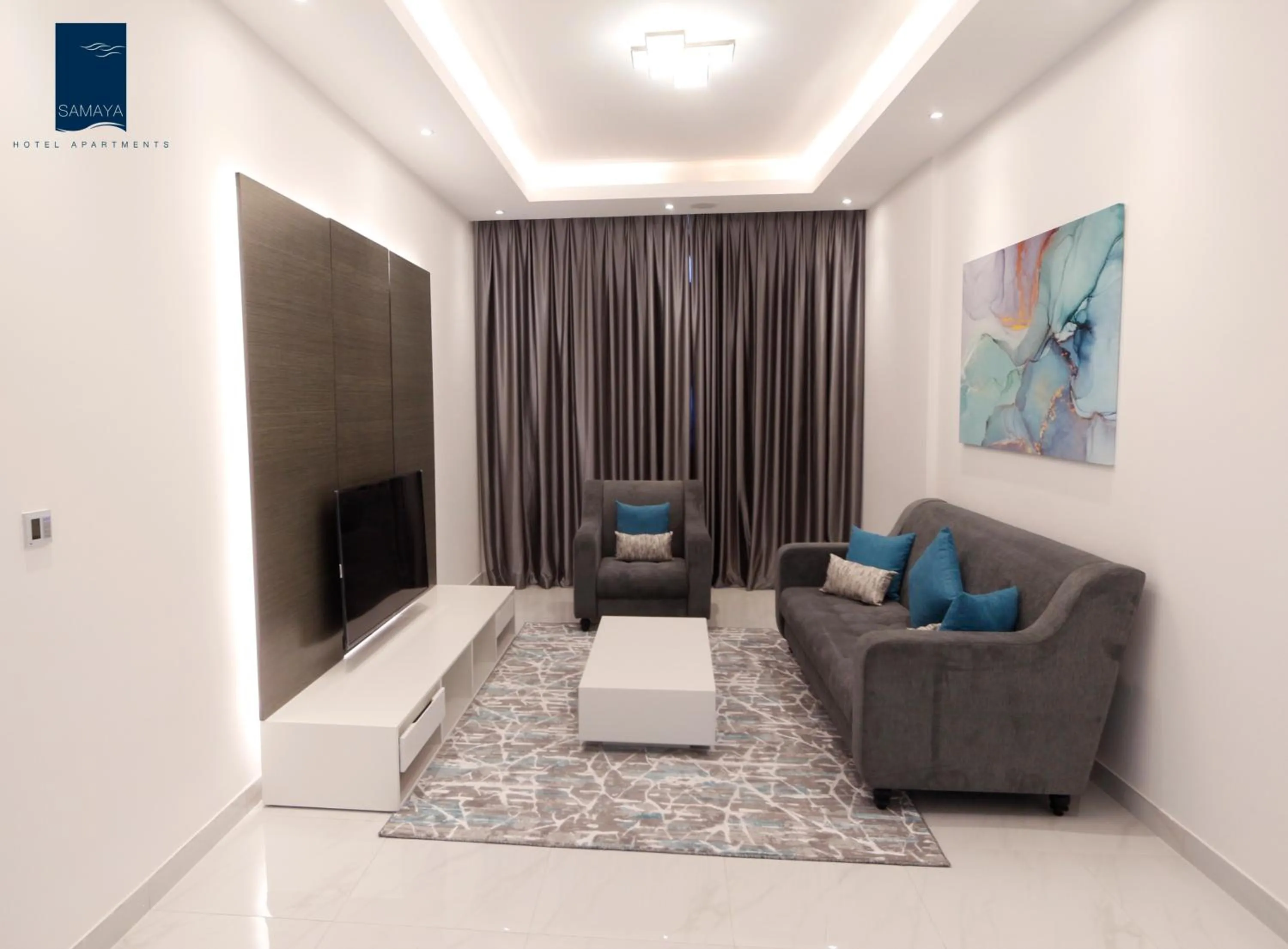 Living room in Samaya Hotel Apartment Dubai