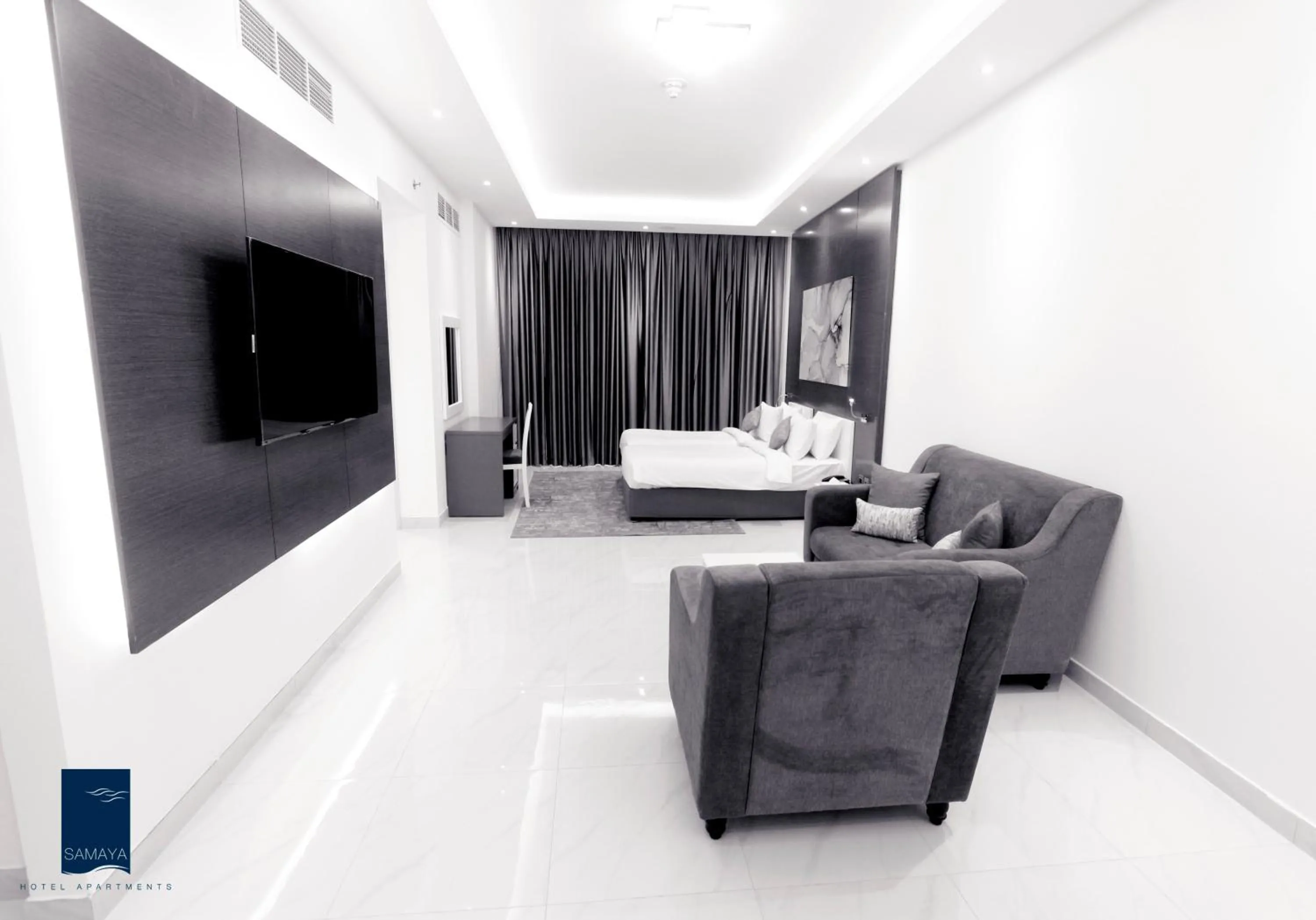 Living room in Samaya Hotel Apartment Dubai