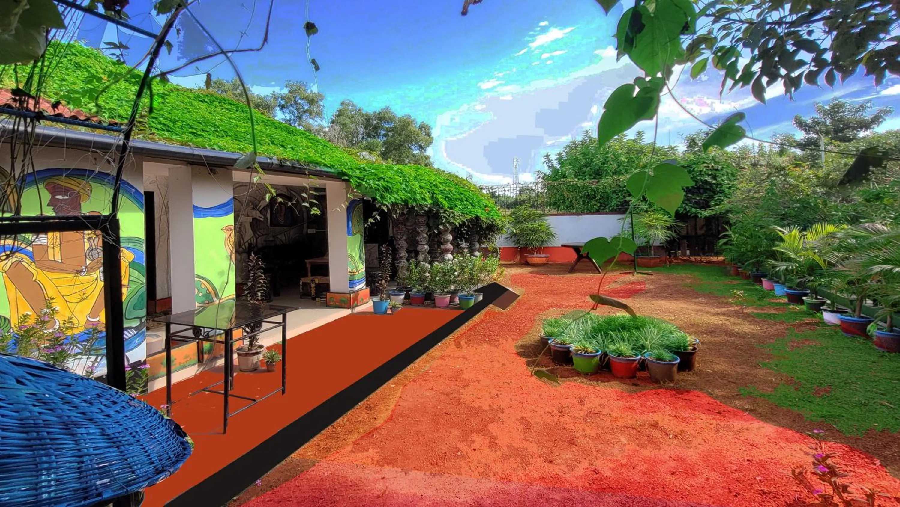 Inner courtyard view in Panchobon Art Resort