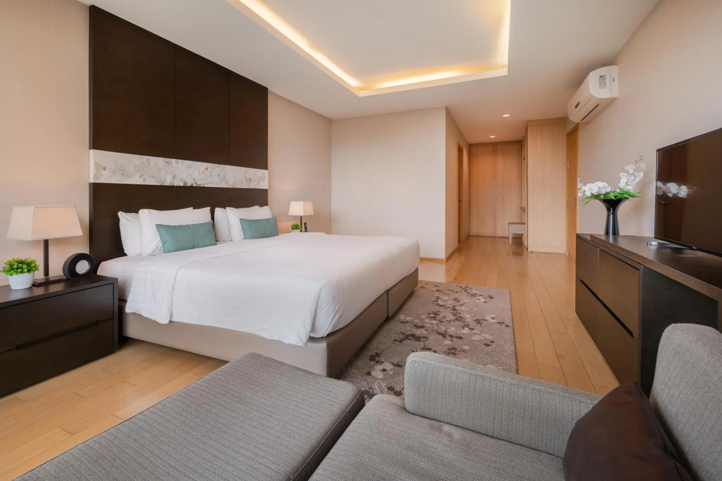 Bedroom, Bed in North Park Serviced Apartment Bangkok