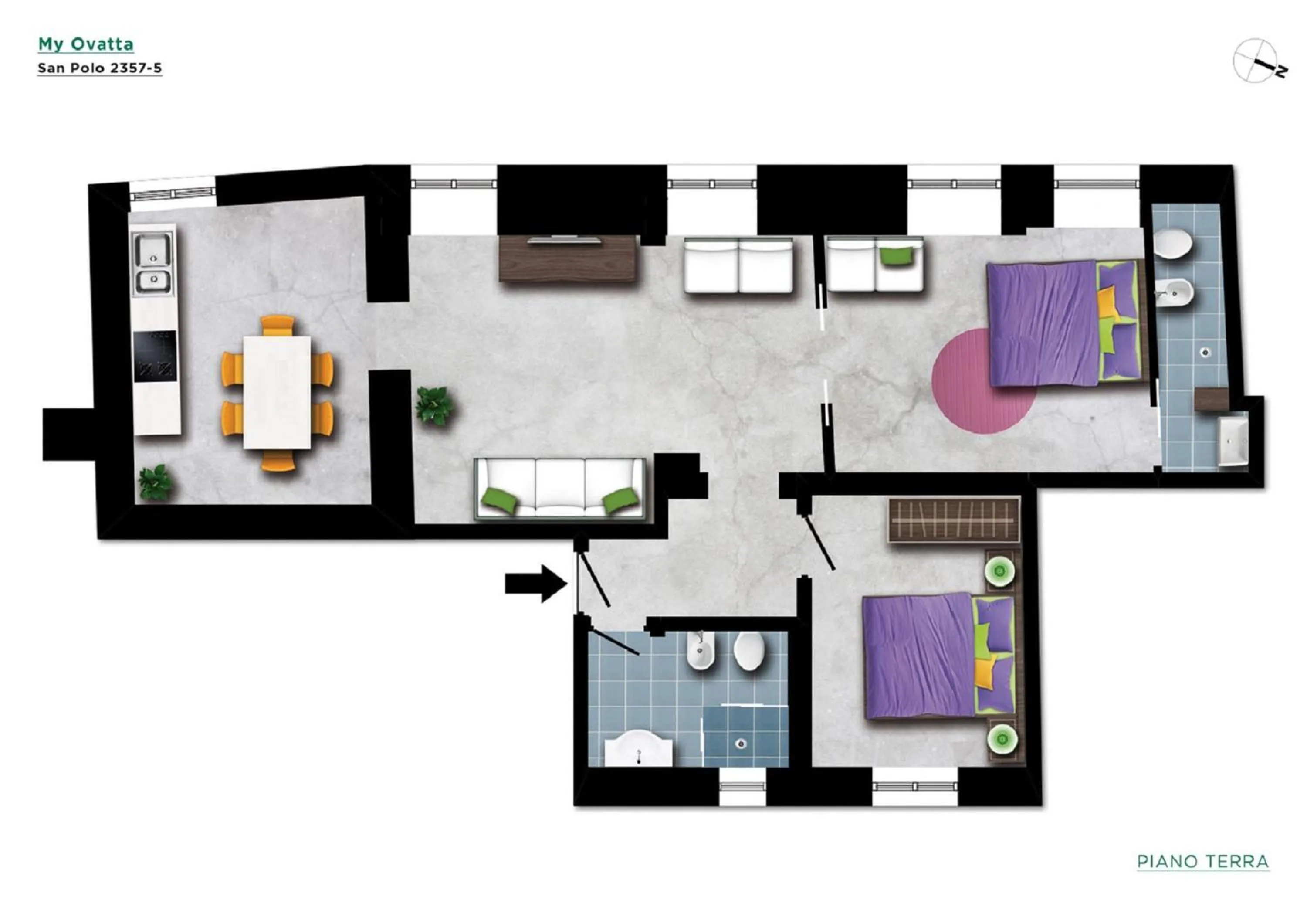 Floor plan in San Polo Design Apartments by Wonderful Italy