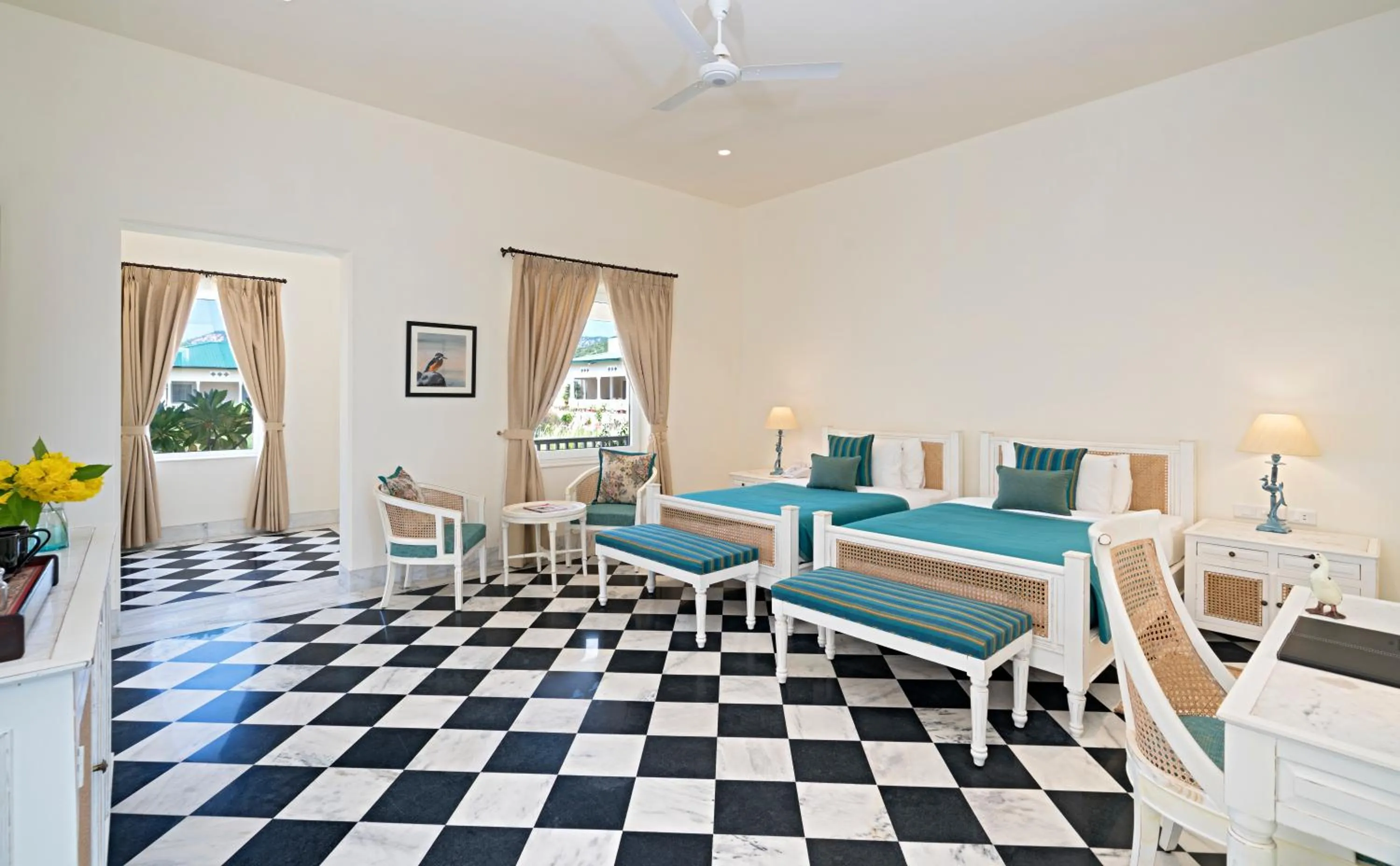 View (from property/room), Bed in Sariska Manor Luxury Cottages Tehla