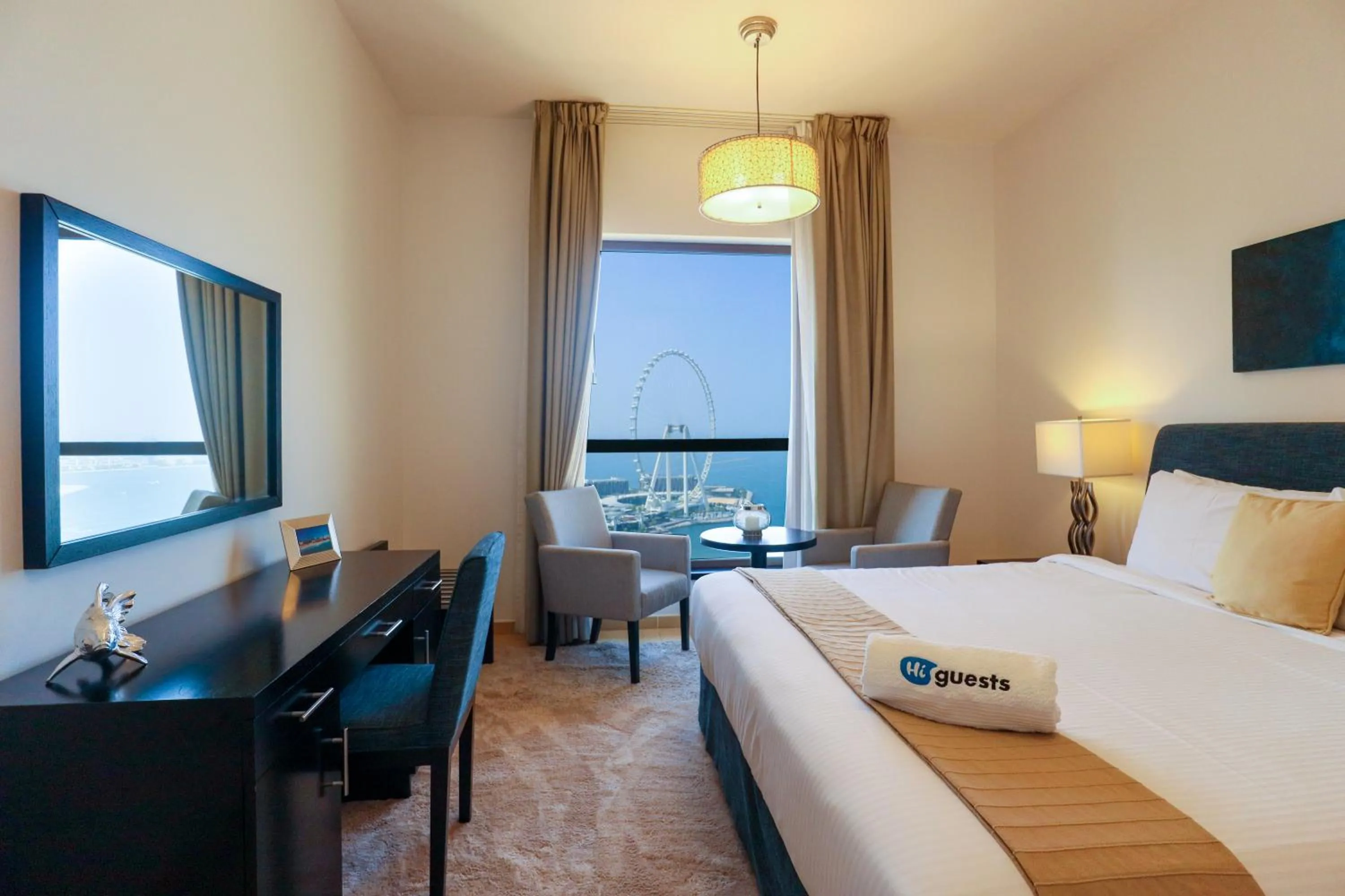 Photo of the whole room, Bed in HiGuests - Amazing Sea Views from this 2BR Apt in JBR