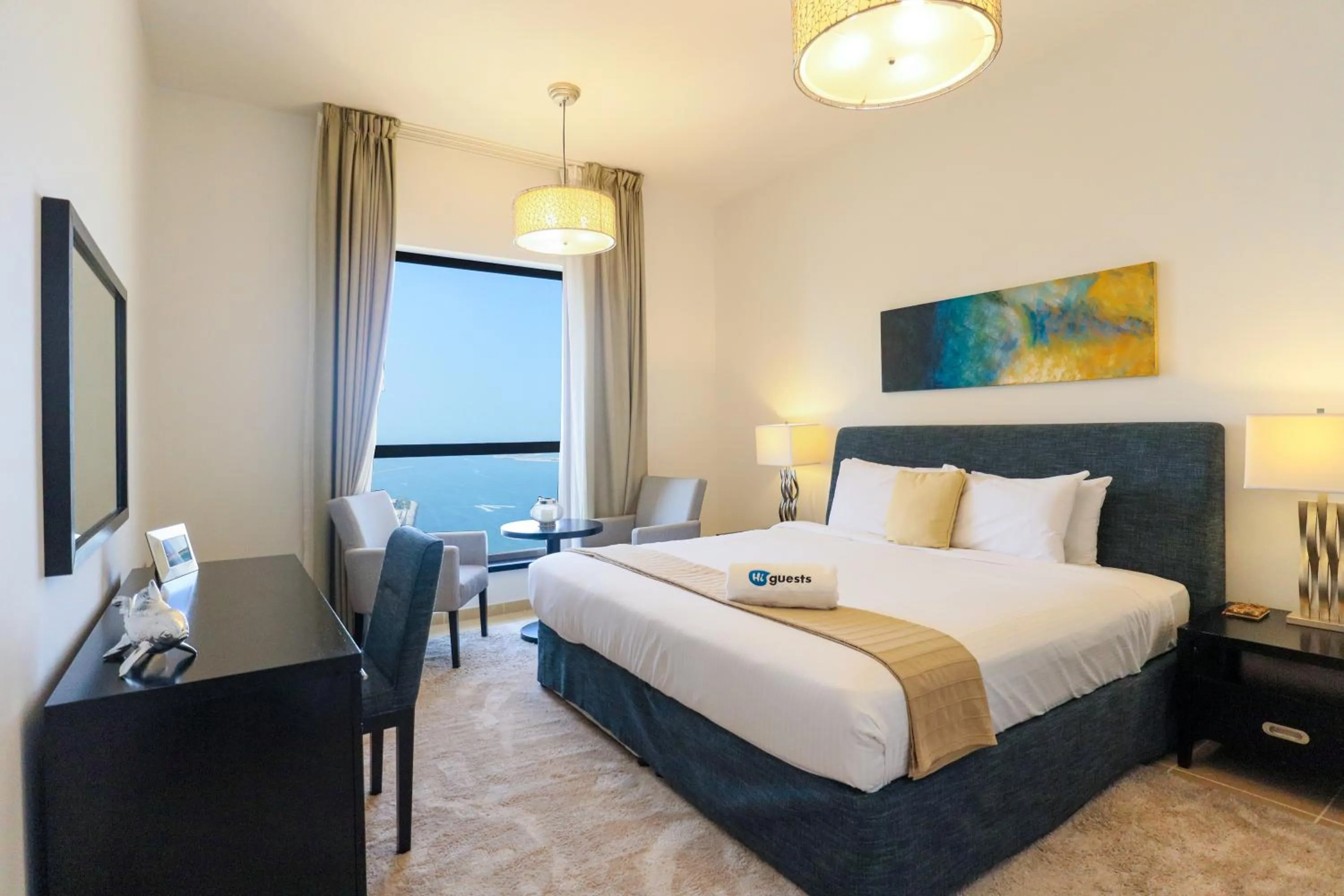 Photo of the whole room, Bed in HiGuests - Amazing Sea Views from this 2BR Apt in JBR