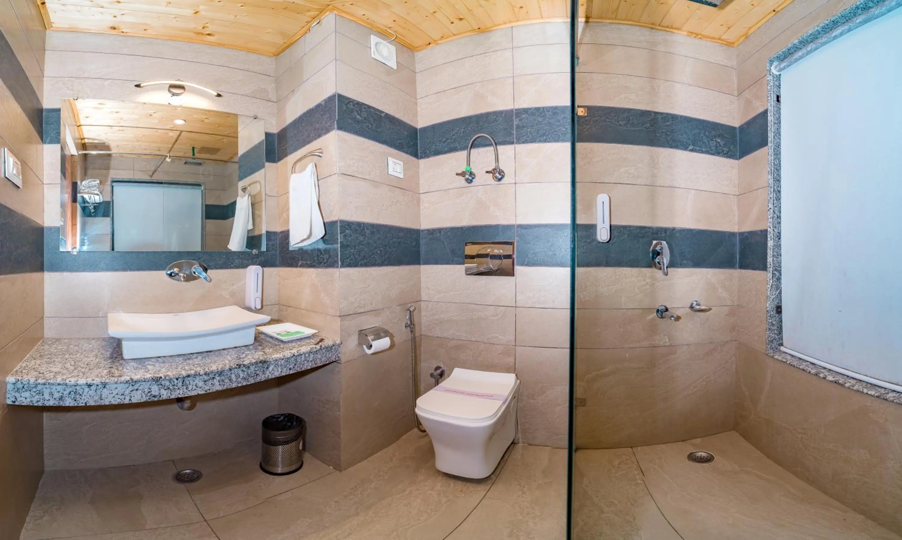 Bathroom in Snow City's Montana Blues Resort Manali - Heated & Air-Cooled Stay