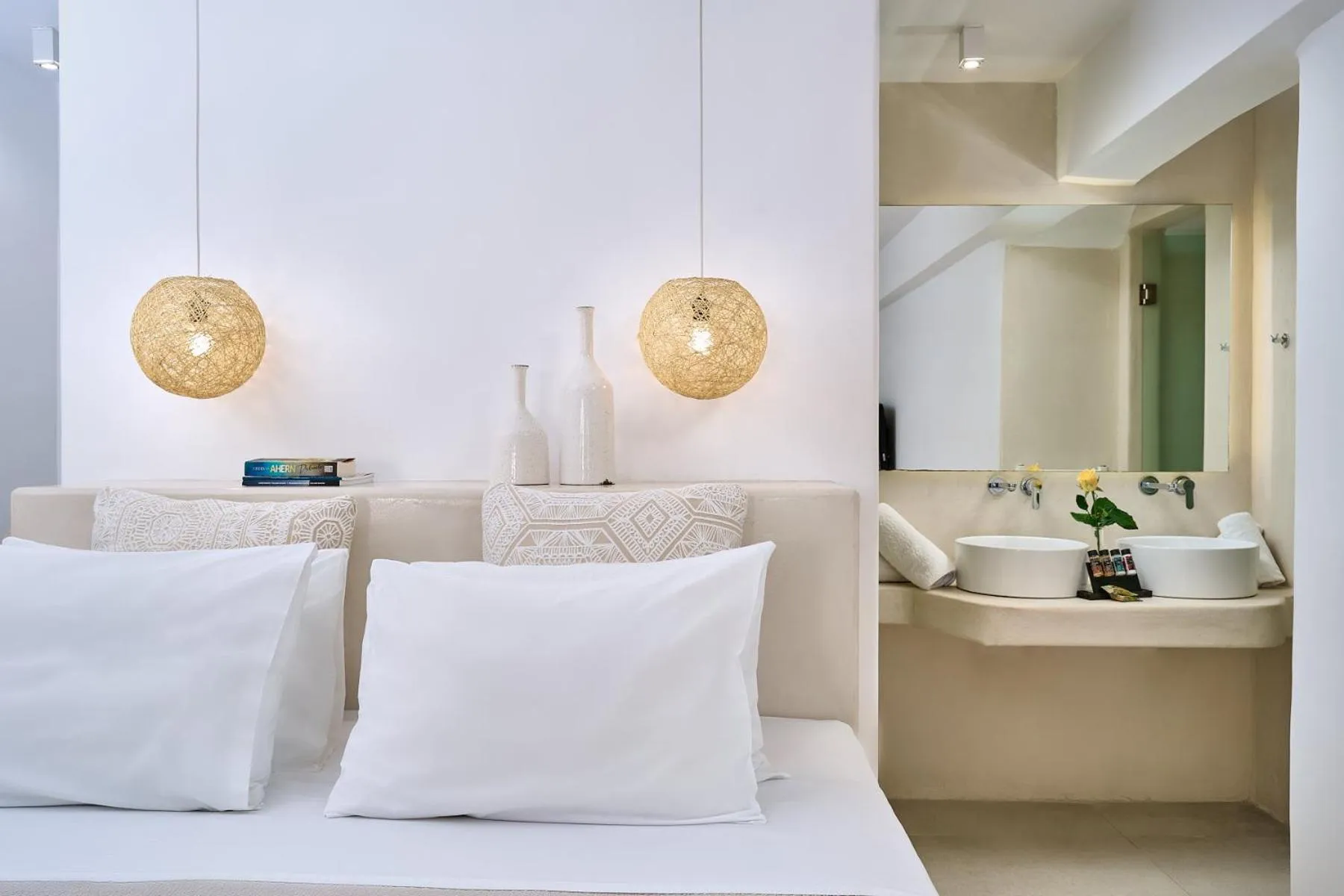 Bed in Paolas Τown Boutique Hotel