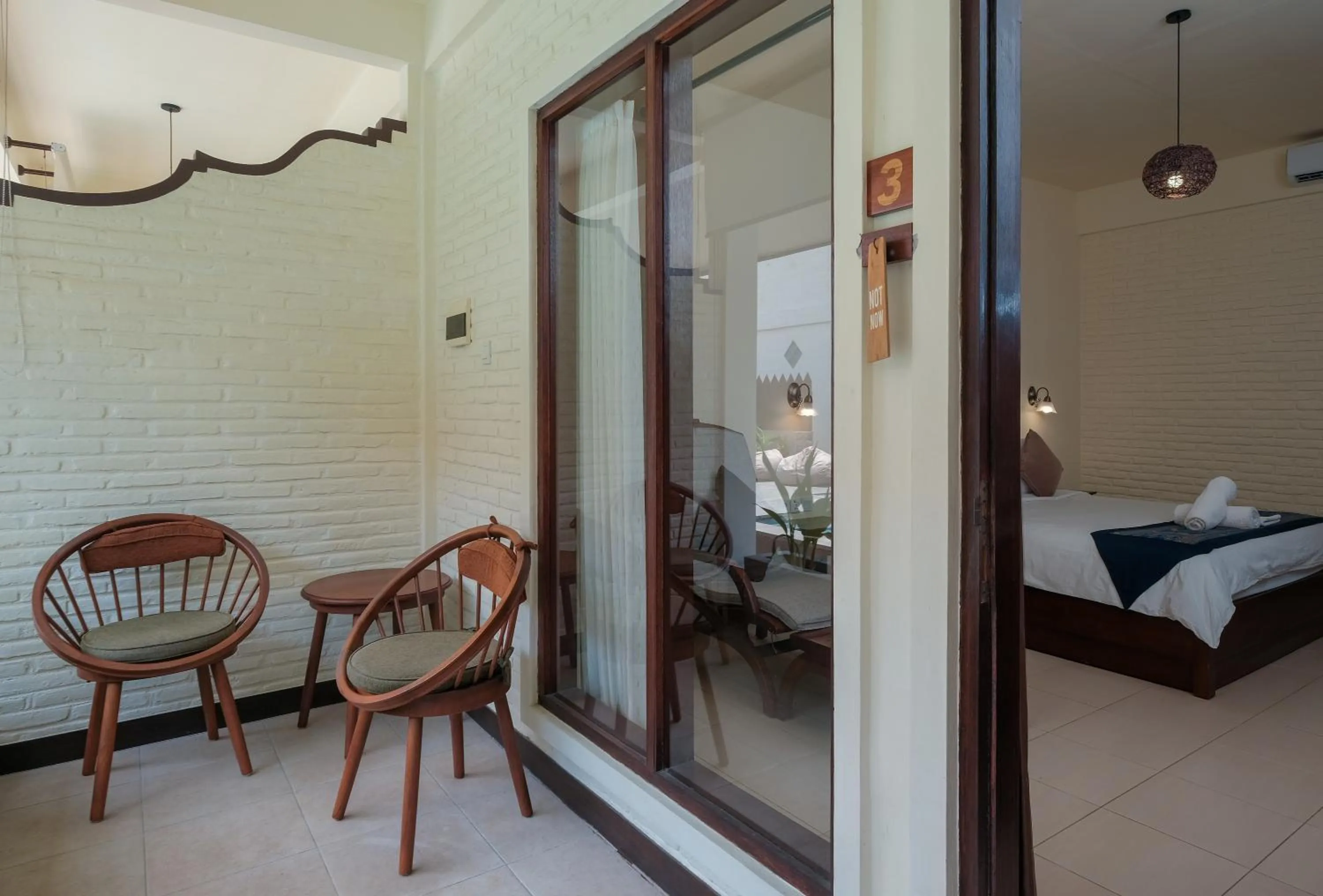 Balcony/Terrace, Bed in Bruga Villas Restaurant and Spa