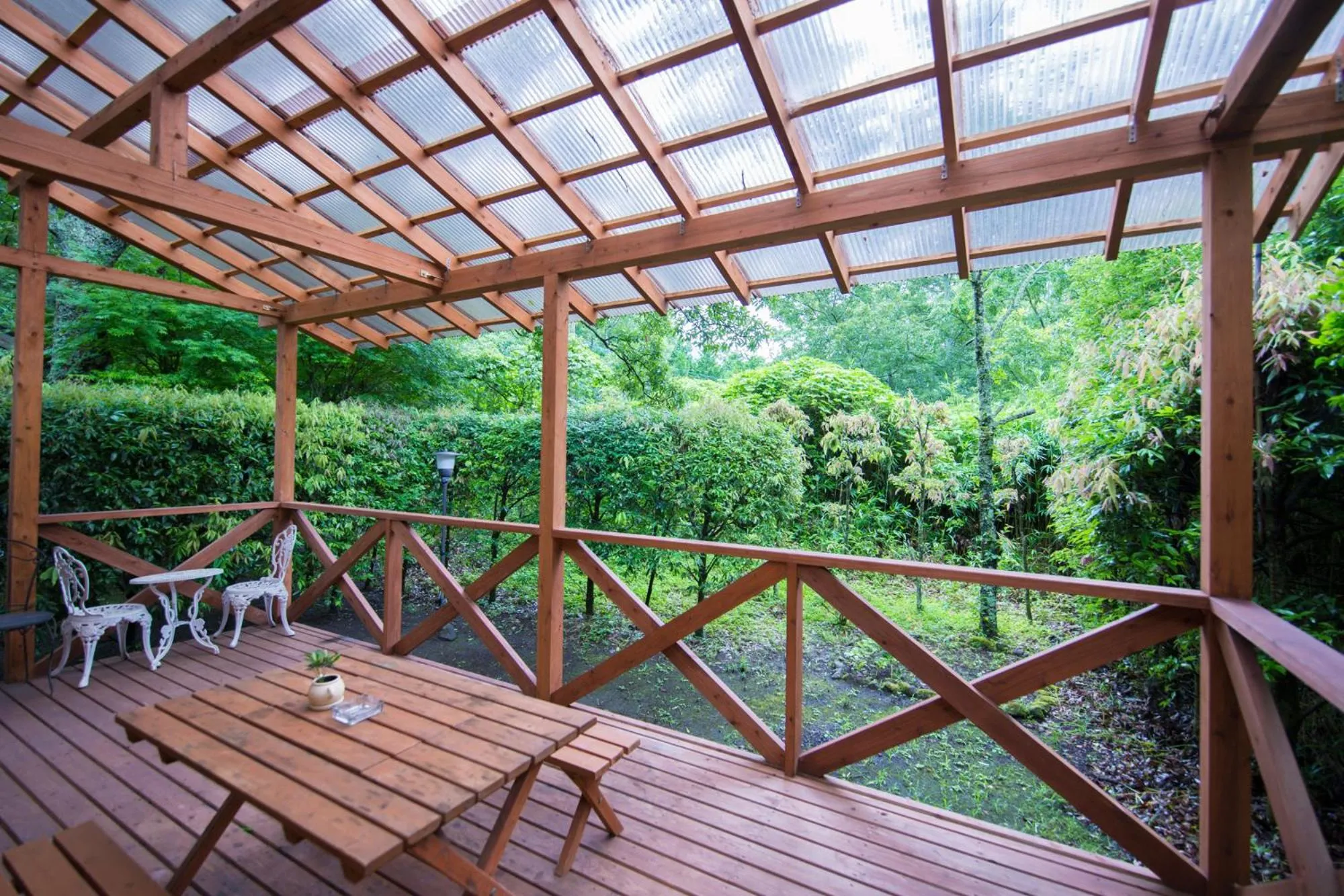 Balcony/Terrace in Yufuin Tsukahara Kogen Sanso Donguri