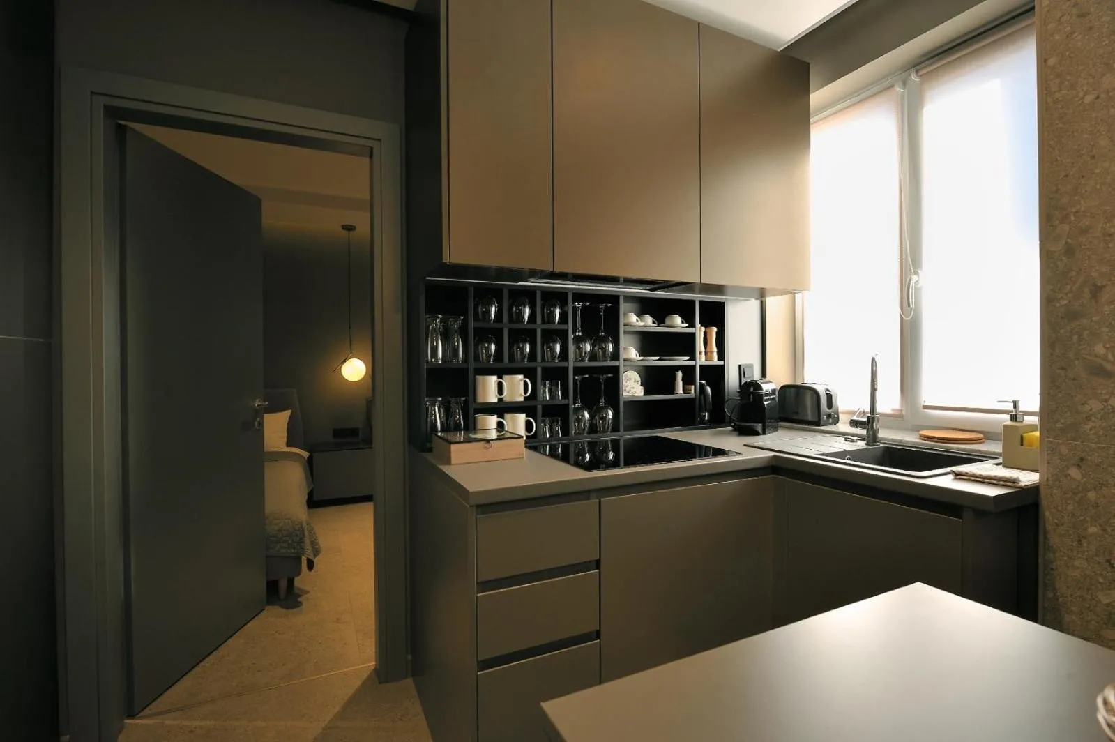 Kitchen or kitchenette in Sofia Apartments