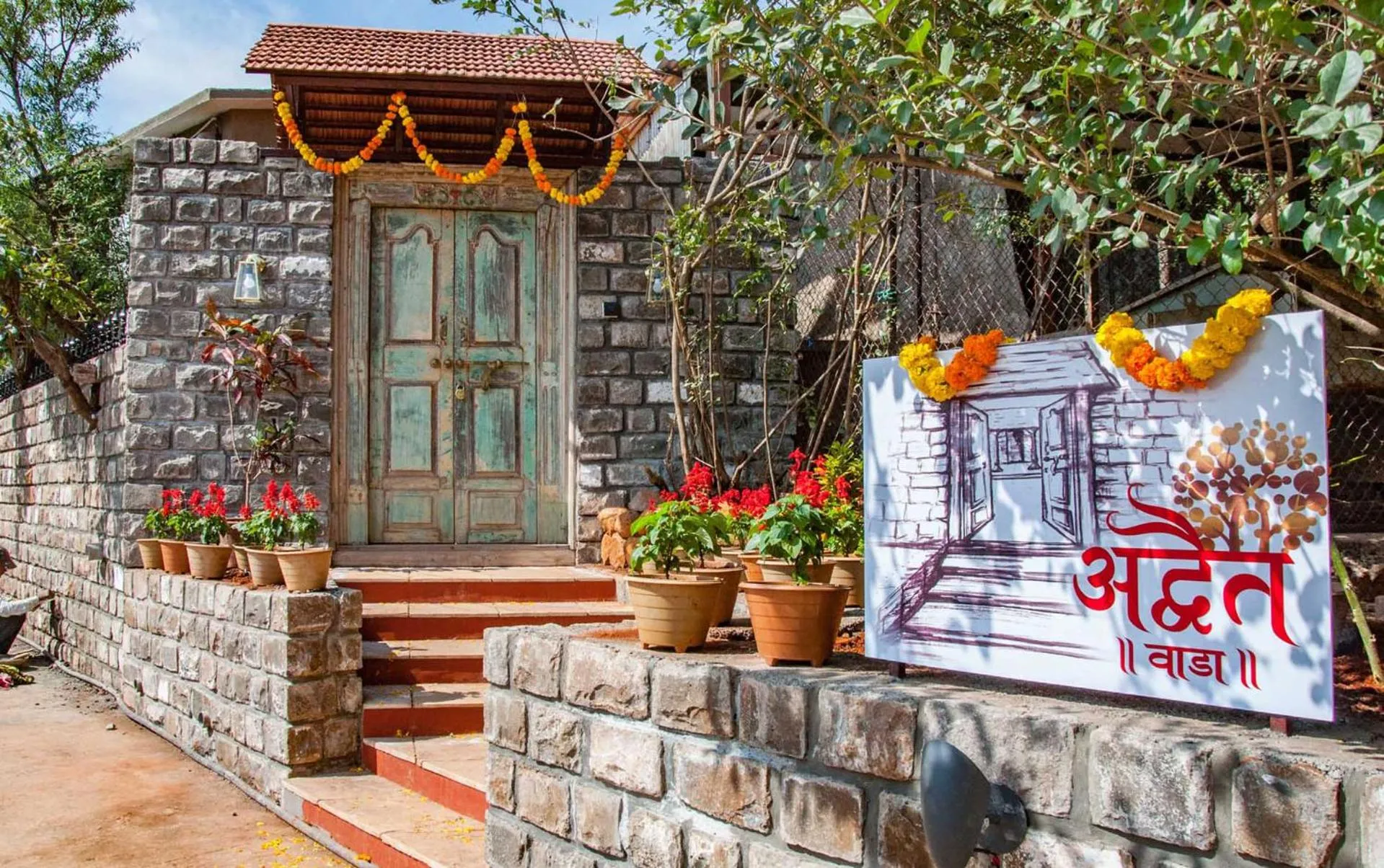 Facade/entrance in Advait Resort Kshetra Mahabaleshwar